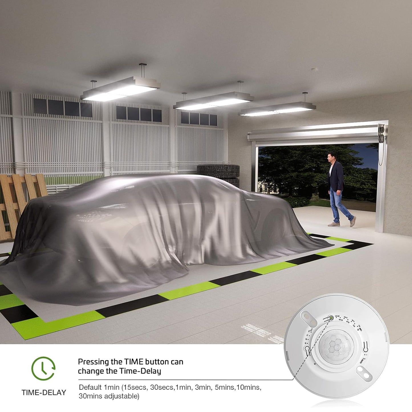 RAYZEEK 12V 24V Low Voltage Ceiling Sensor Pir Occupancy Motion Detector, 360 Degree Field of View High Sensitive Motion Sensor,10A,Commercial/Residential,Up to 1600 sq.ft,PC Fireproof