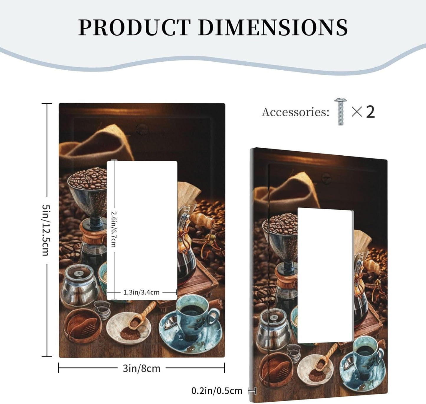 Decorative Outlet Covers Retro Coffee Maker Beans Cup 1 Gang Single Decora GFCI Device Light Switch Covers Plate 1 Rocker Wall Plate Jumbo Faceplate for Kirchen Decor
