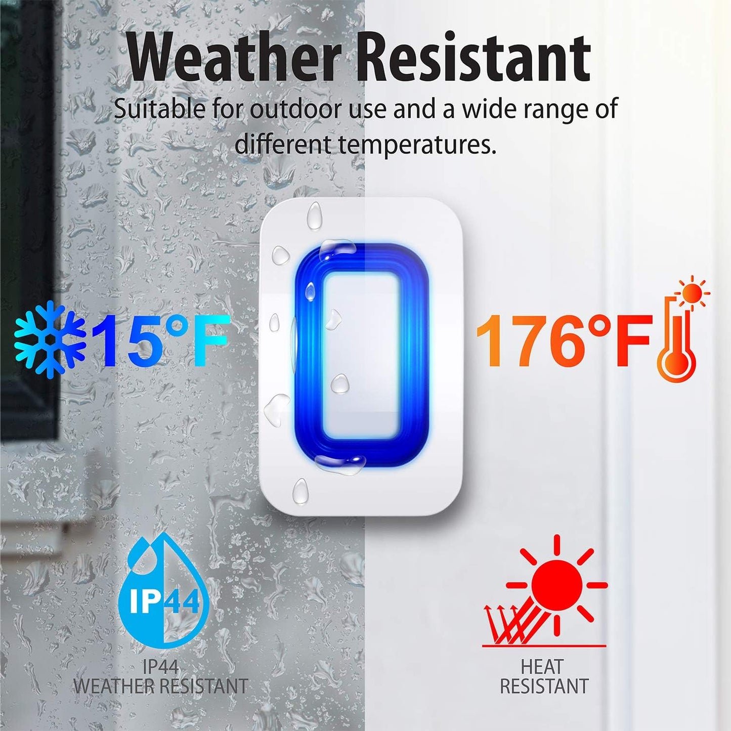 Fosmon WaveLink Door Chime Driveway Alarm Guard Wireless Motion Sensor (500 Feet, 58 Tunes, 5 Volume Levels, LED Indicators) Motion Detector Home/Business/Store Entrance Alert (1 Receiver + 1 Sensor)