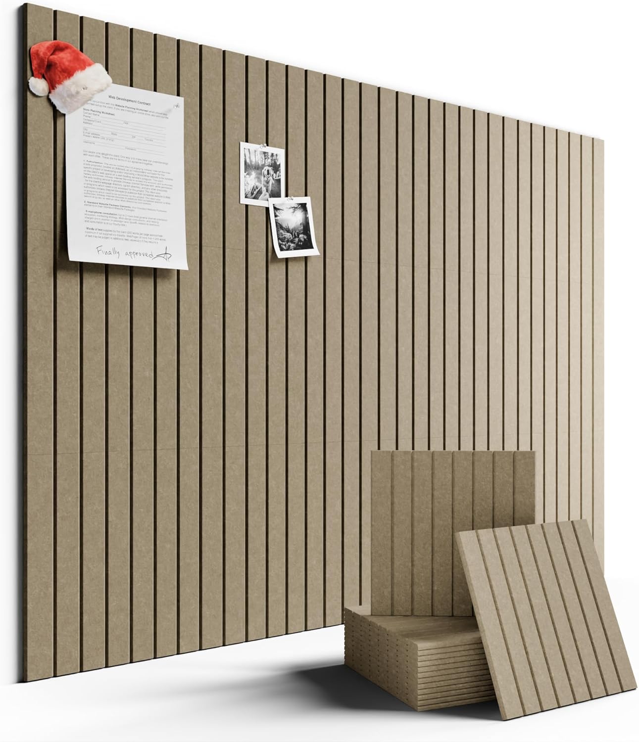 Large Felt Bulletin Board 48" x 36" Cork Board Alternative-12 Pack with 70 Safe Removable Adhesive Tabs, Cork Boards for Walls Cork Board for Home Office Classroom Pin Board-Earth Brown