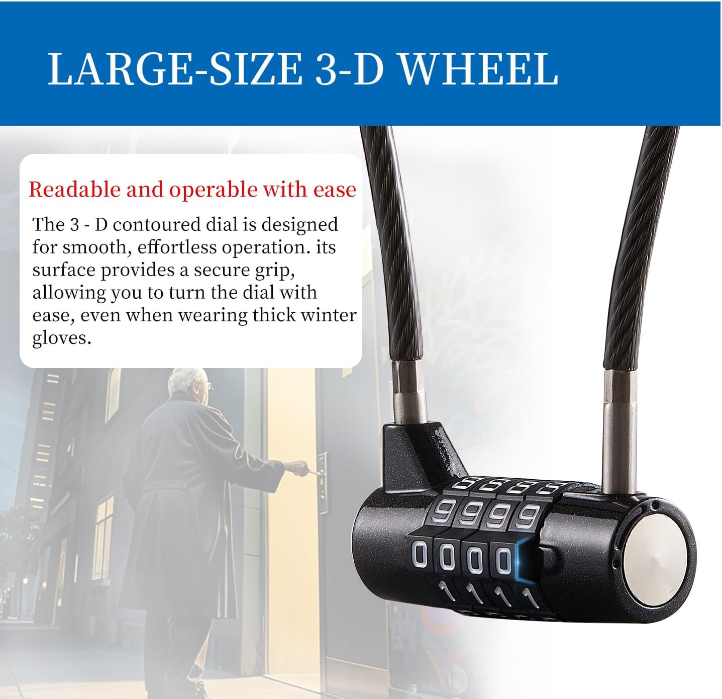 Combination Lock Cable Lock with 4 Digits Cabinet Lock with 9" Durable Cable Ideal for lockers, Gym, gate, Fence, Toolbox, case, hasp Storage and Outdoor（47.6） (9")