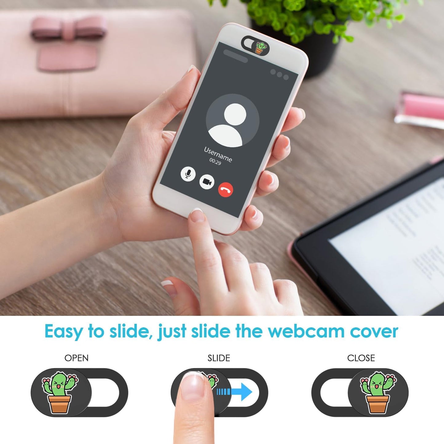 Webcam Cover Slide, Laptop Camera Cover for Privacy, MacBook Camera Cover Slide Fits for Smartphone, Tablet, MacBook, Ultra Thin Design, Strong Adhesive, Easy to Install, Protect Your Privacy