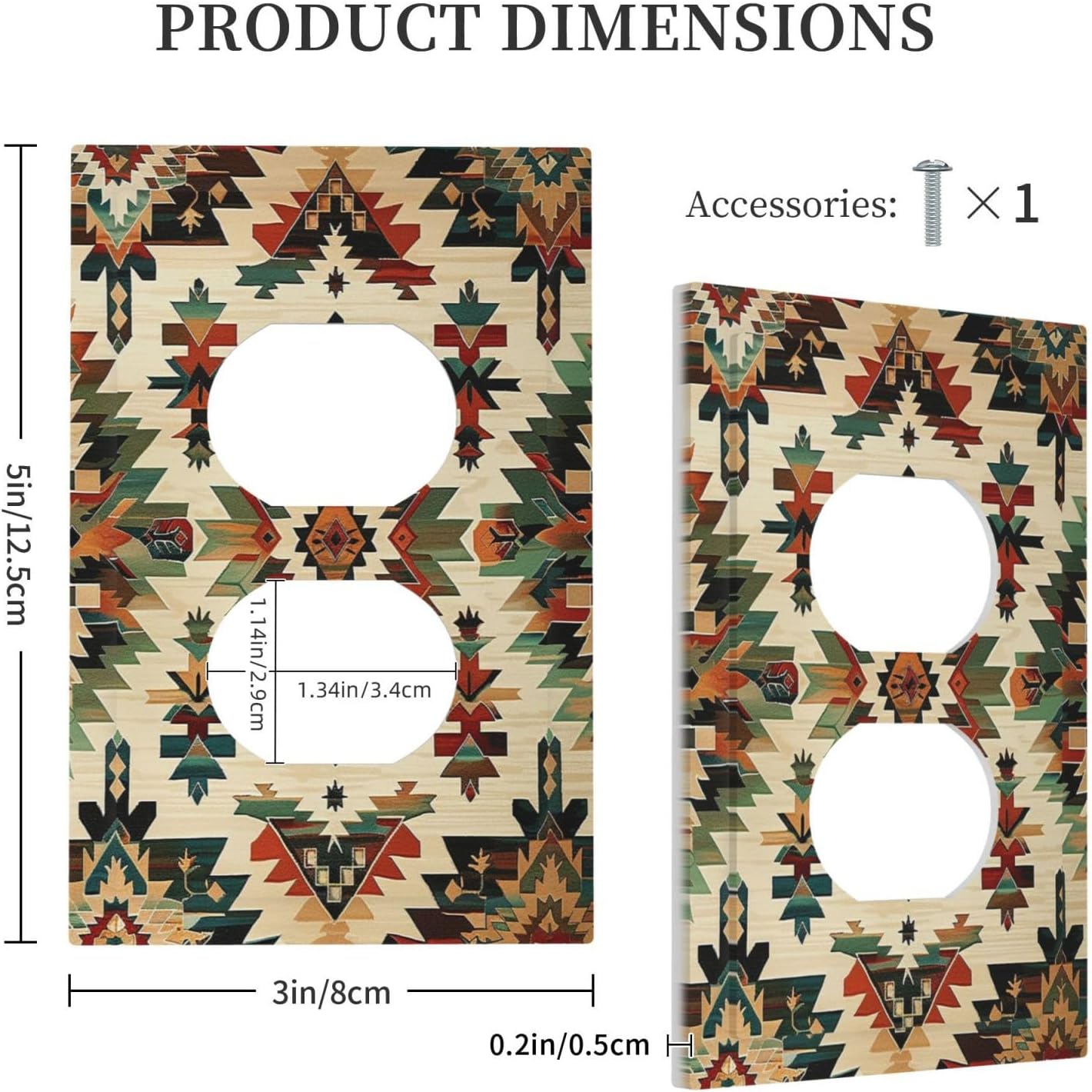 Outlet Covers Southwest Rustic American Indian Aztec Boho 1 Gang Duplex Light Switch Cover Decorative Switch Plates Electrical Receptacle Faceplate Wall Plate for Bed Room living Room
