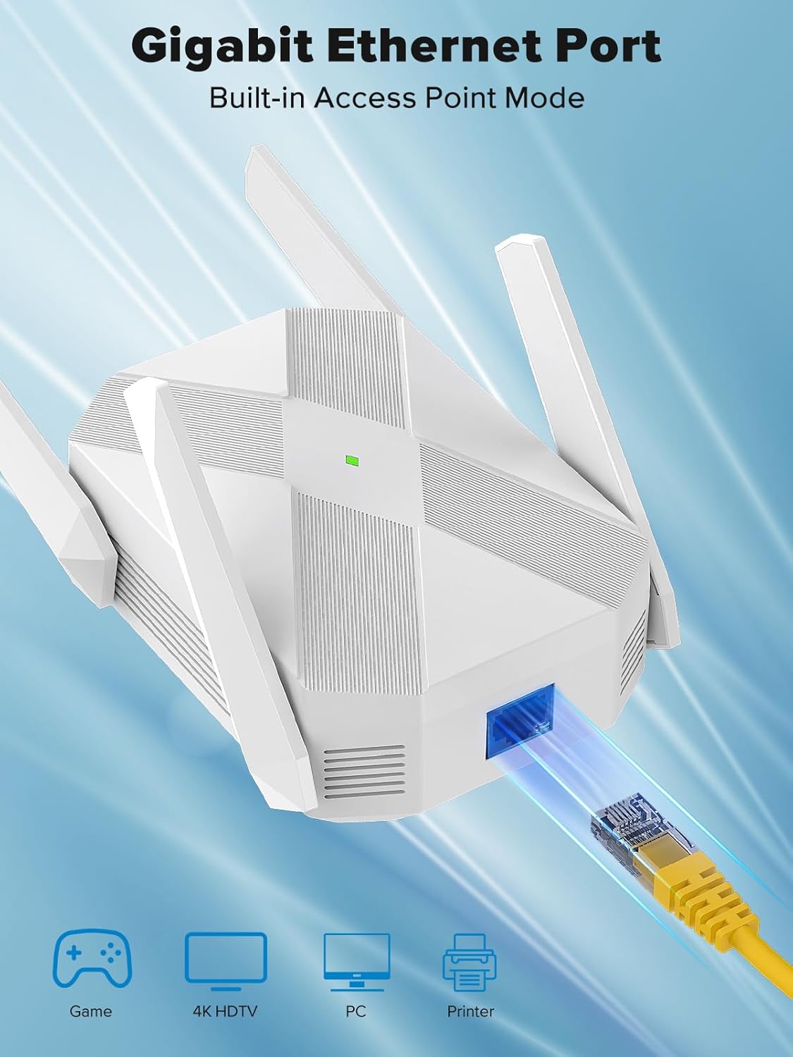 2026 AX3000 WiFi 6 Extender, WiFi Extender Signal Booster for Home-Dual Band (2.4G/5.8G), Gigabit Ethernet Port,Up to 12,000 Sq.Ft. & Support 99+ Smart Devices Easy Setup & Faster Speed (White)