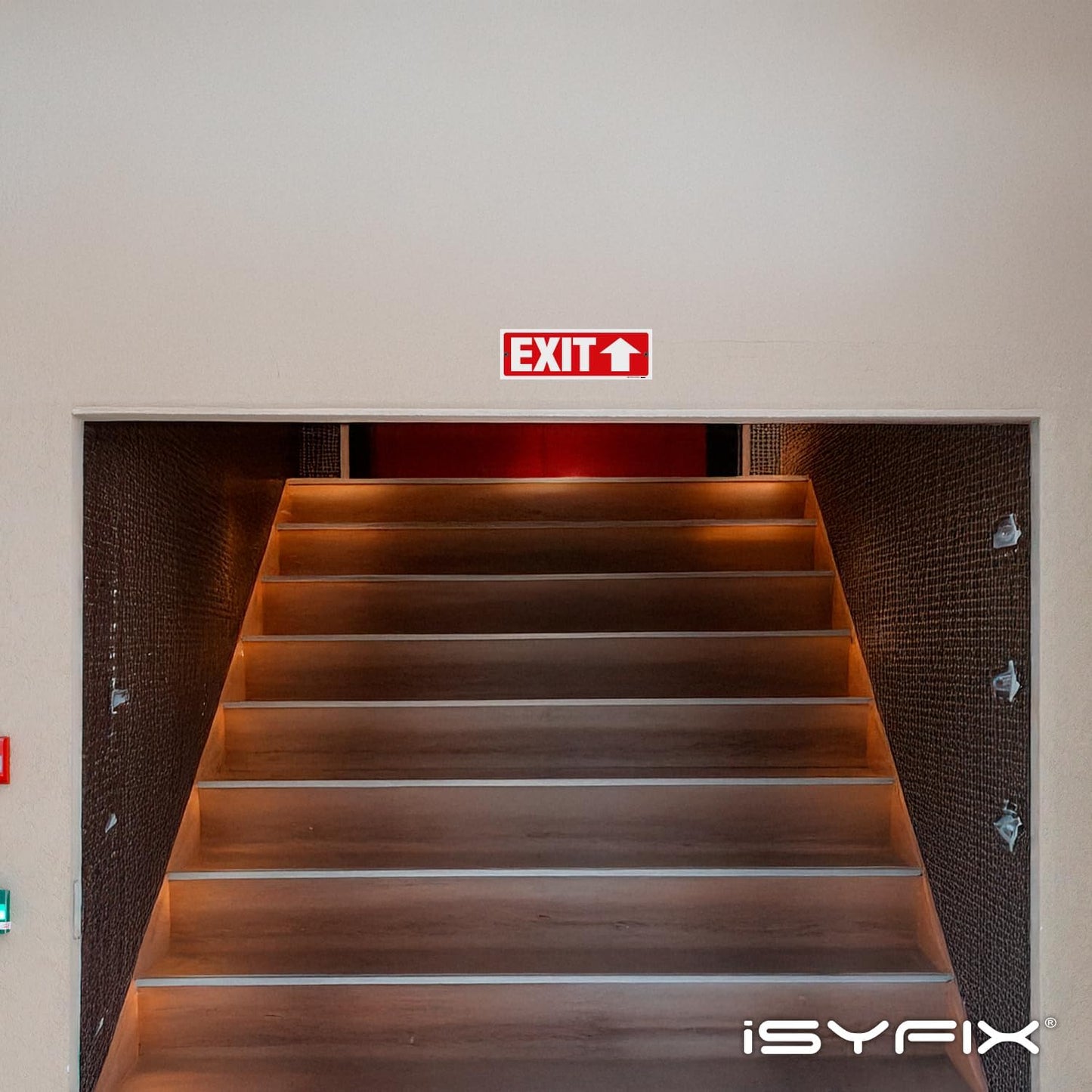 iSYFIX Exit Signs - 6 Pack 12x4 Inch Directional Up Arrow Signs, 40 mil Polystyrene Plastic, UV Laminated, Scratch & Fade Resistant, Waterproof - Ideal for Office, Theater, School, Business