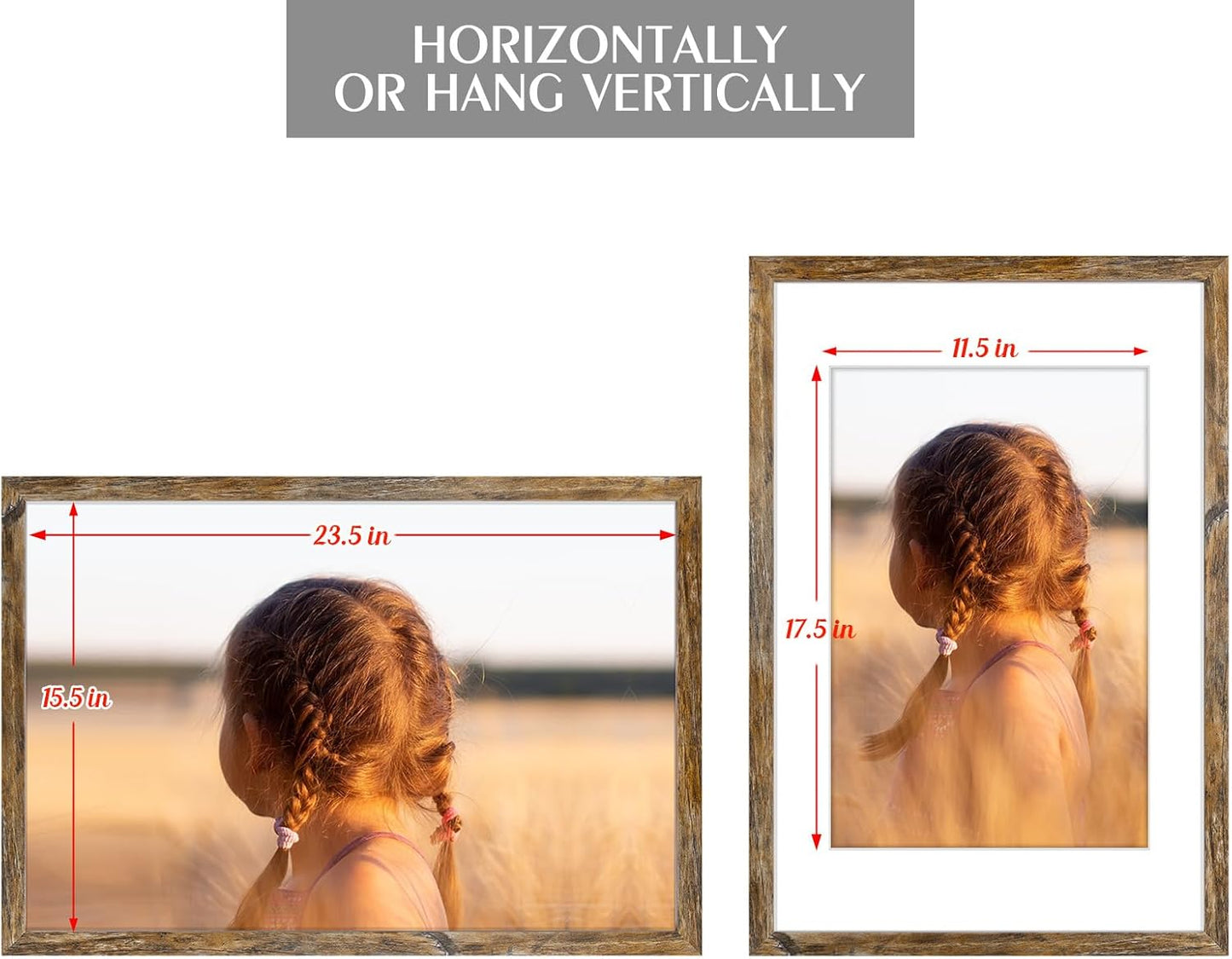 Golden State Art, 16x24 Picture Frame With Mat for 12x18 - High Definition Glass Wall Mounting Horizontal Vertical Display (Light Brown, 1 Pack)