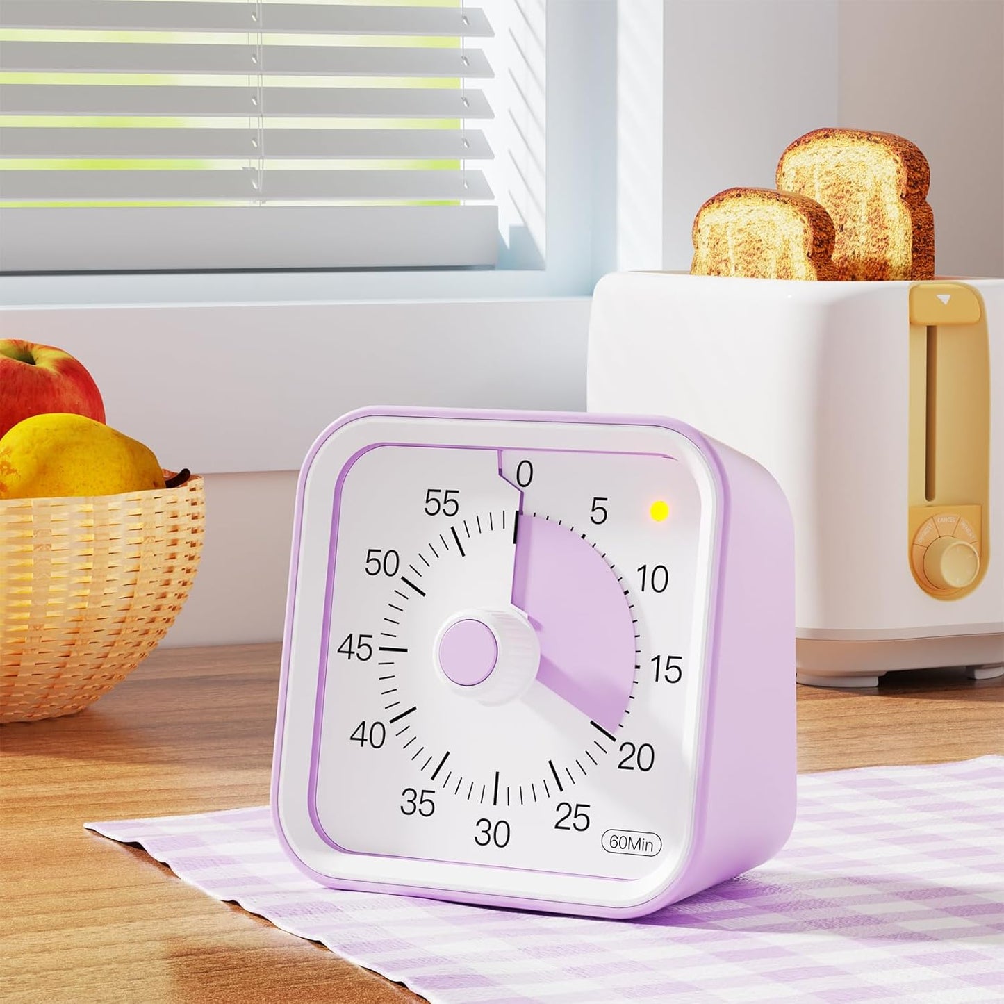 Visual Timer for Kids with Pause Function, 60 Minute Countdown Timer for Kids Desk Study, Teaching, Kitchen Cooking, Office Meetings, Time Management for ADHD (Purple)