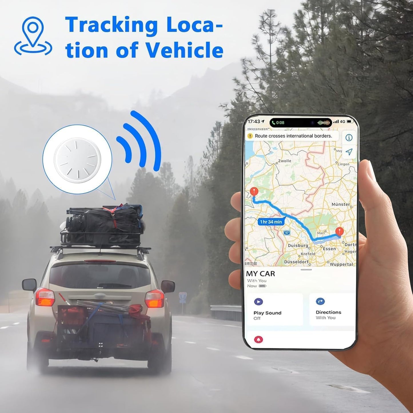 Tracker Device for Vehicles,Real Time GPS Car Tracker Work with Apple Find My(iOS Only),No Monthly Fee Anti-Theft Hidden Car GPS Tracker with Magnetic Case (White,1PCS)