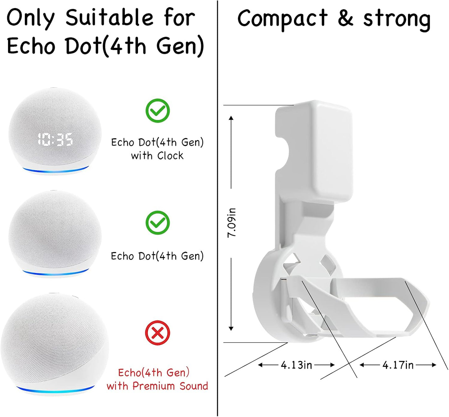 Wall Mount Holder for Dot 4th/5th Generation, Outlet Hanger for Dot 4th/5th Gen, Smart Speaker Stand, Space-Saving Accessories, Built-in Cable Management Shelf(2 Pack,White)…