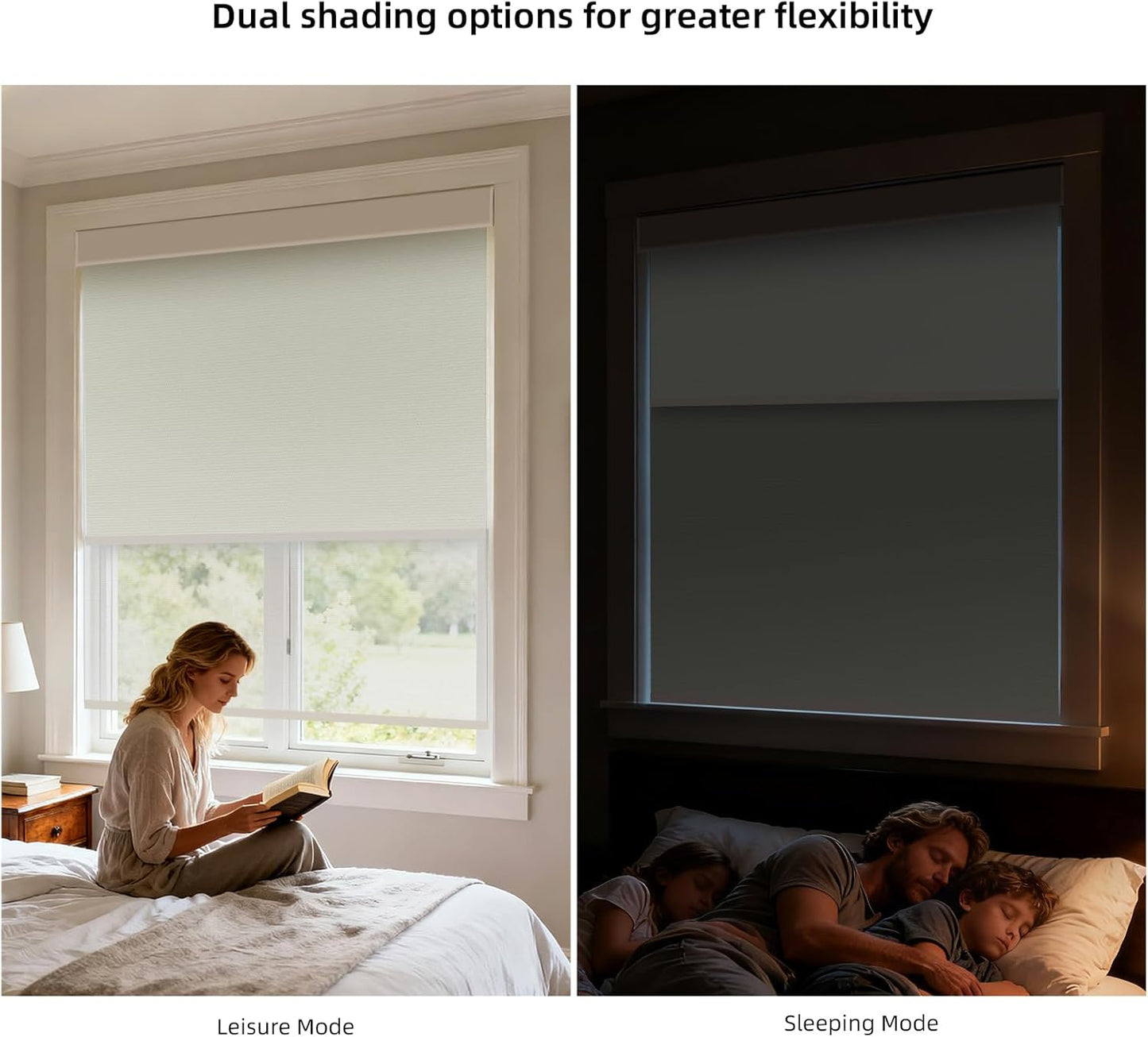 ZSTARR Motorized Day and Night Dual Smart Blind for Window with Valance Rechargeable Motor,Blackout Roller Shade Custom Size,with Valance Suitable for Home,Office (Full Blackout Beige Yellow)