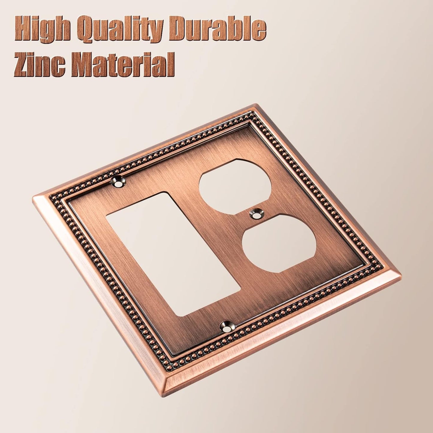 Henne Bery Sunken Pearls Heavy Duty Decorative Wall Plate Switch Plate Outlet Cover (Decorator/Duplex, Antique Copper)