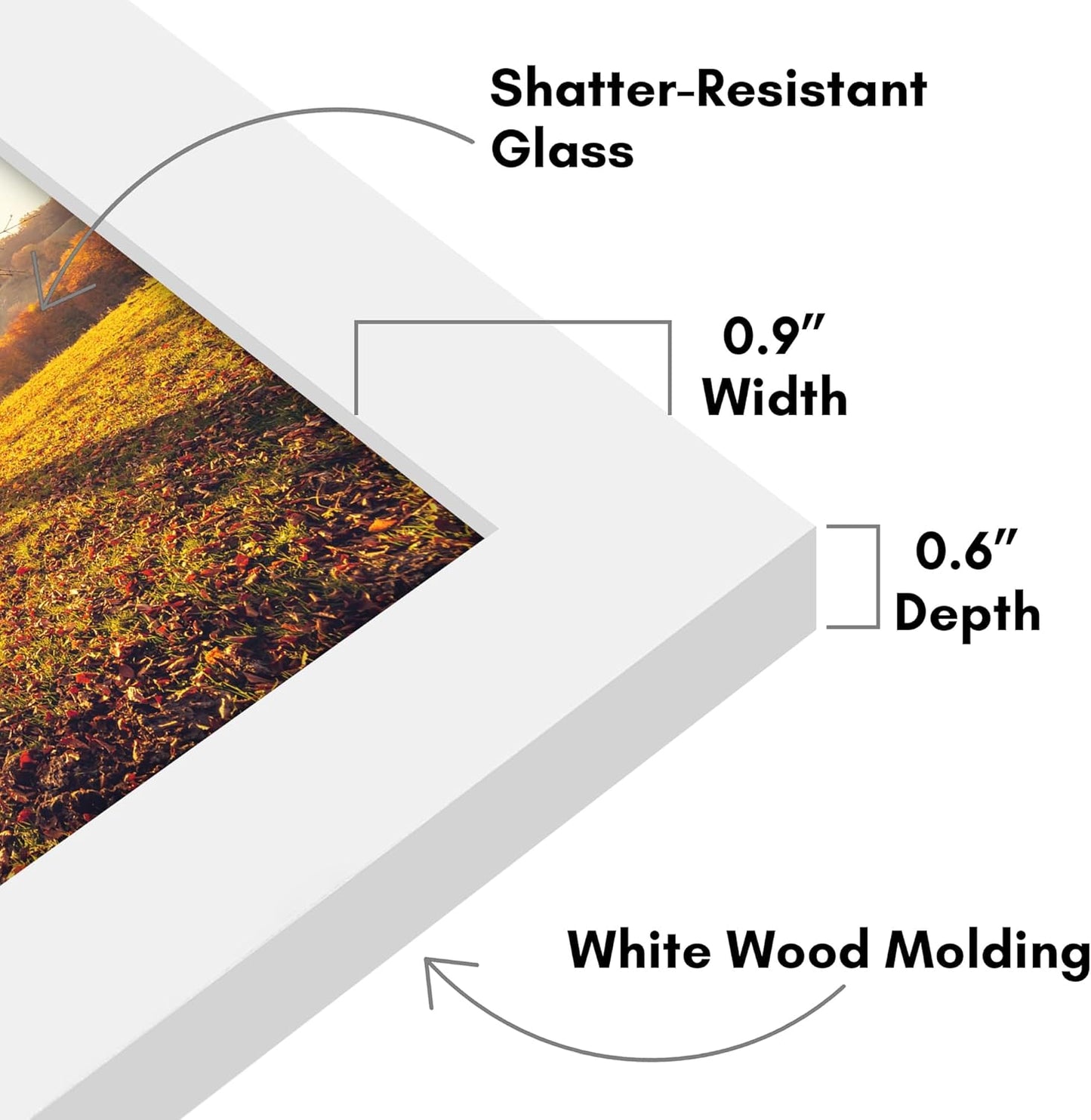 Americanflat 8x10 Picture Frame with Shatter-Resistant Glass - Signature Collection - Gallery-Style Frames Made of Engineered Wood - Picture Frames for Tabletop and Wall Display - White