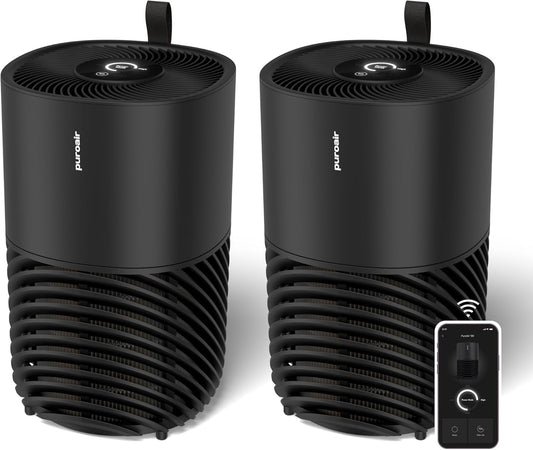 PuroAir 130i HEPA Air Purifiers for Home Pets - Covers Up To 600 Sq Ft - Filters Up To 99.9% of Pollutants, Smoke, Pollen, Dust - Quiet HEPA Air Filter - Air Purifiers for Bedroom (2 Pack)