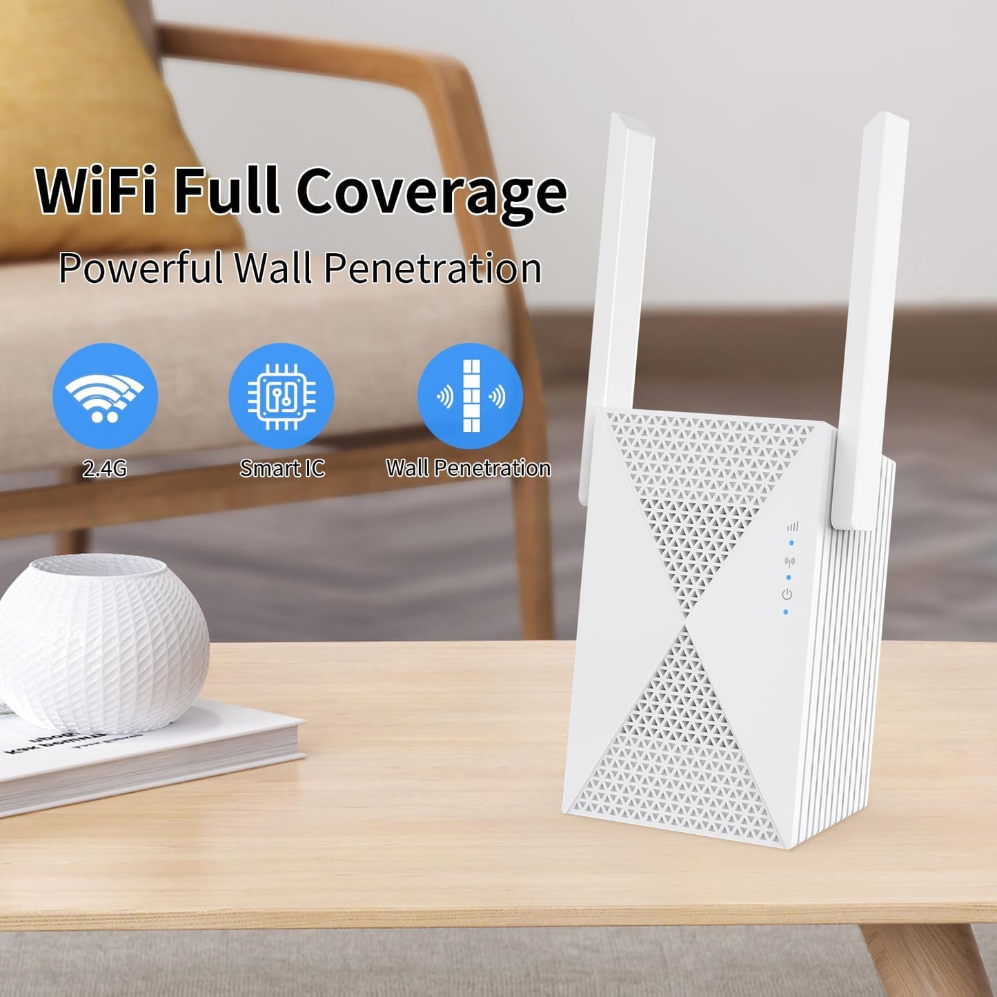 2025 Fastest WiFi Extender Signal Booster - Coverage Up to 9999 sq. ft, Easy Setup, Long Range WiFi Extender, Ethernet Port & Access Point, and Stable Internet Performance with 60+ Devices