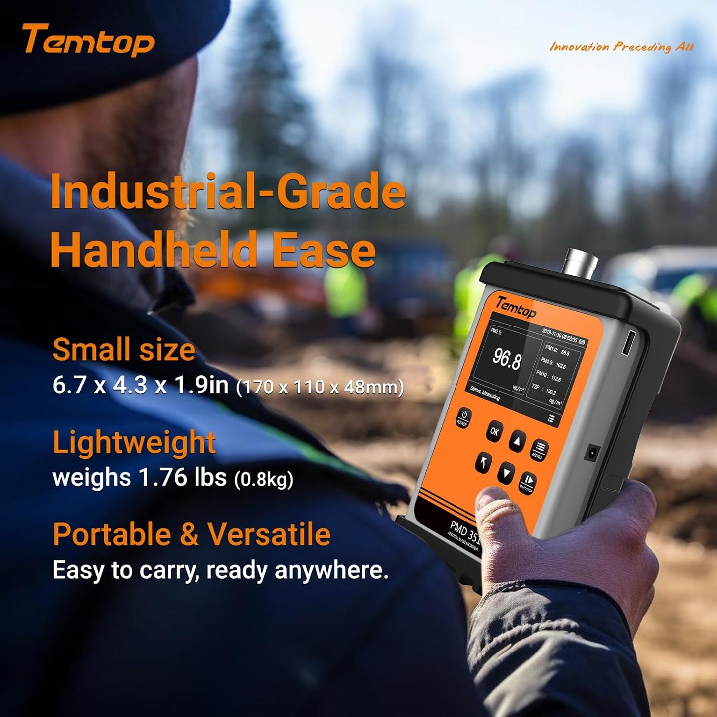 Temtop Particle Counter Aerosol Dust Monitor Professional Cleanroom Tester Laser Air Detector AQI Data Logger PM1.0 PM2.5 PM4.0 PM10 TSP PMD 351