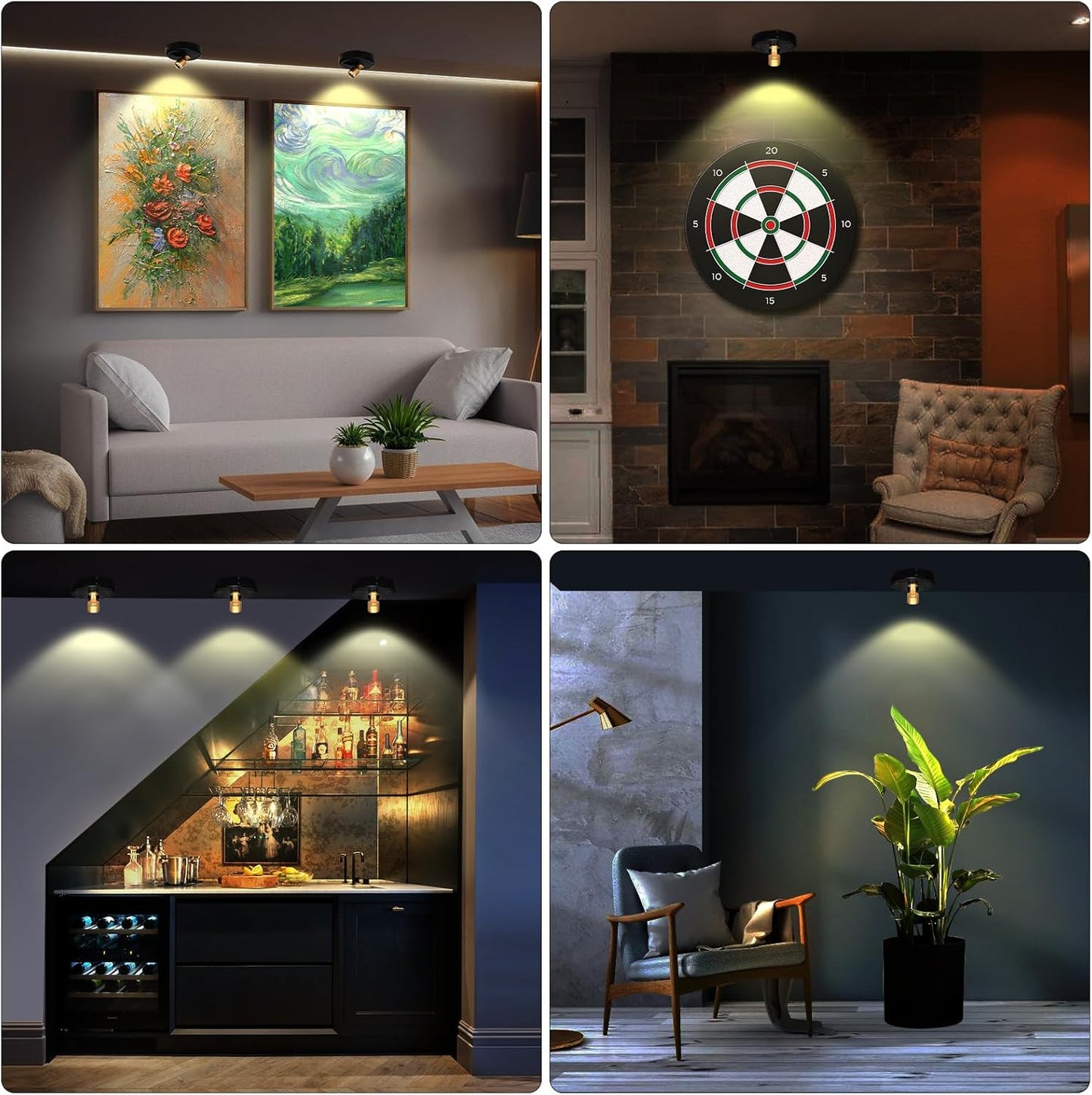 Wireless Spotlight Battery Operated, LED Picture Light, Accent Spot Light for Indoor Plant Tree, Puck Lights with Remote and Timer, Stick Display Uplighting for Painting Dartboard Wall Decor Art Photo
