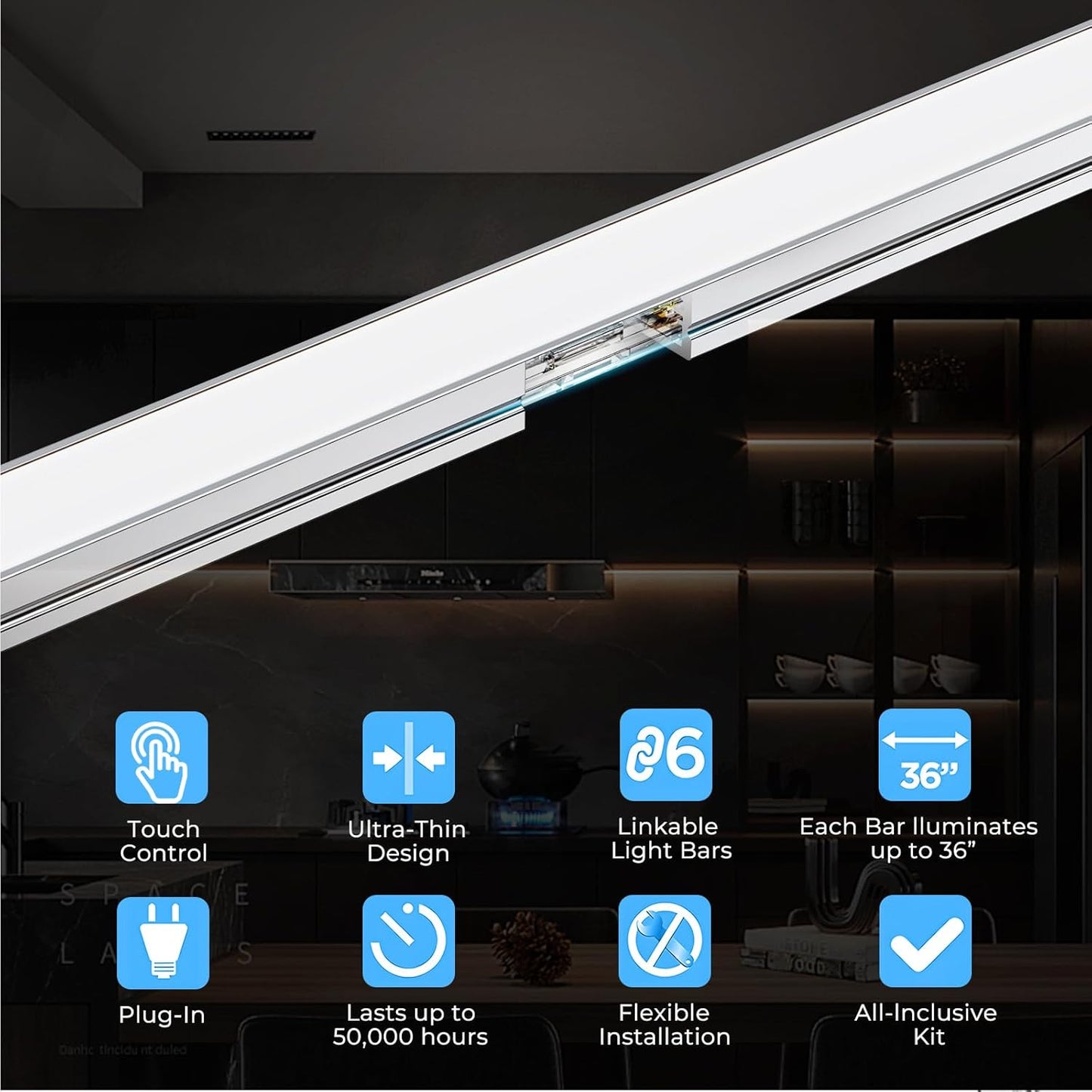 VST Smart Under Cabinet Lighting 6 Bars - UL Listed CRI 93+ Adjustable COB Strip Lights, Alexa & Google Home Compatible, App/Voice/Hand Wave Control for Kitchen Cabinets & Closets