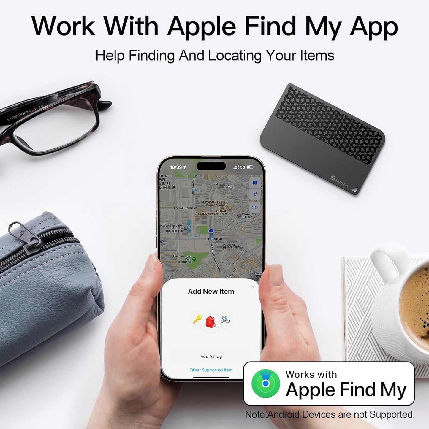 2025 [Apple MFi Certified] (iOS Only) Bluetooth Tracker Smart Card for Apple Find My iPhone Wallet GPS Tracker, 5-10 Years Staying Power, Keys Finder and Item Locator for Keys, Bags, Passport