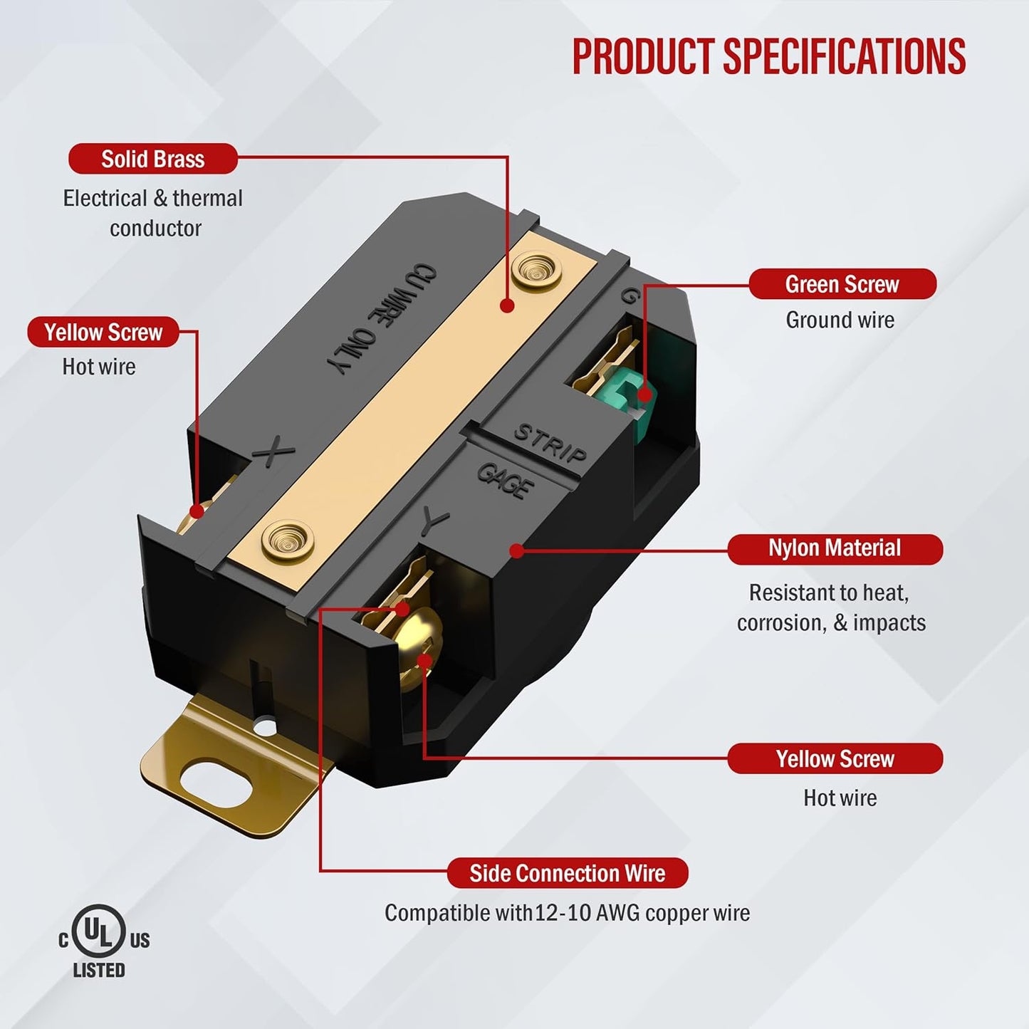 ENERLITES NEMA L6-30R Flush Mounting Locking Receptacle for Generator, Twist Lock Outlet, 30 Amp, 250 Volt, 2 Pole, 3 Wire Grounding, Industrial Grade Heavy Duty, UL Listed, 66460-BK, Black