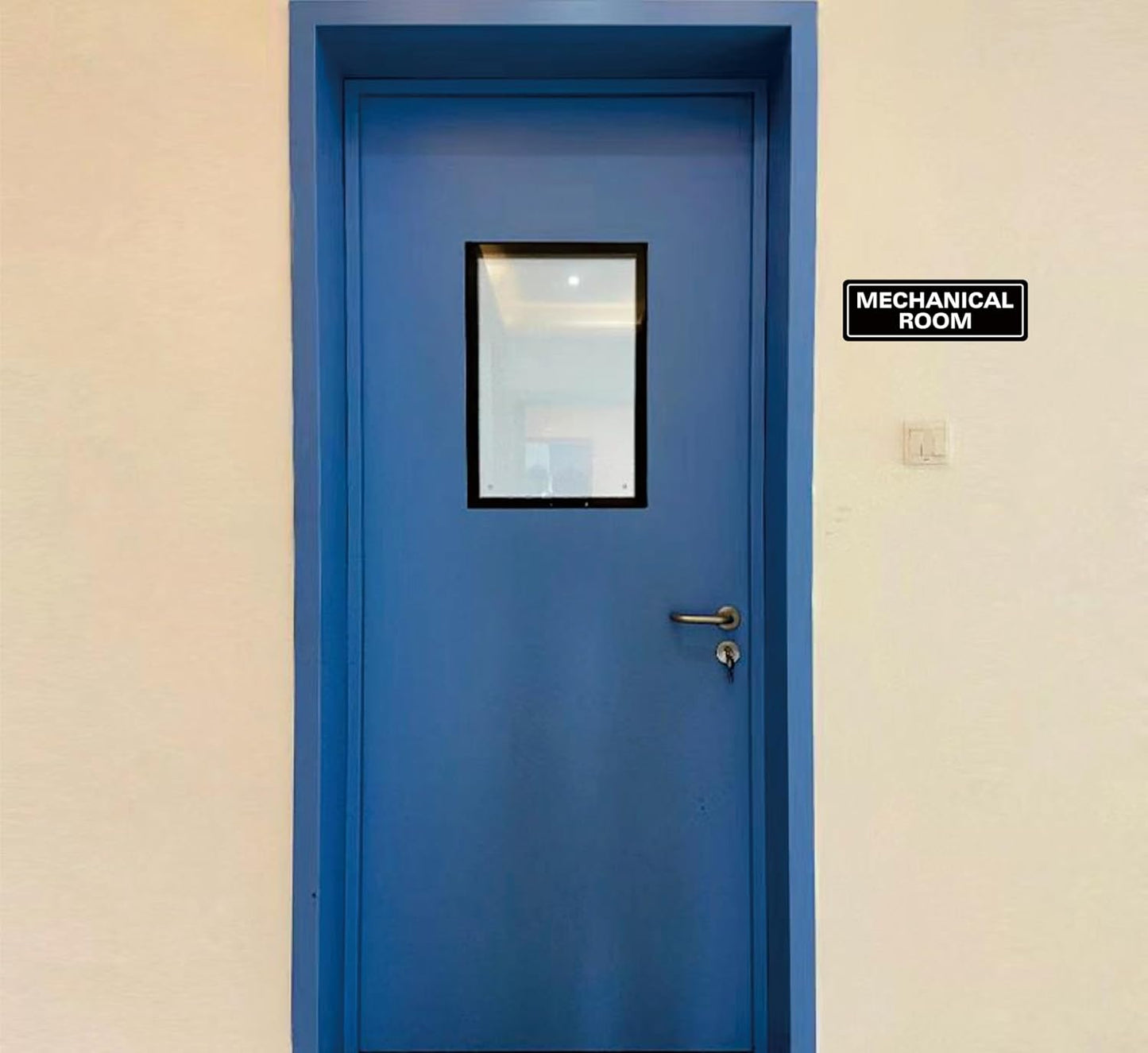 Mechanical Room Sign – Equipment Room Sign, Premium Durable Acrylic Material, Super Strong Self-Adhesive, Quick Installation, Suitable For Home And Business (9 × 3 Inches, Black)