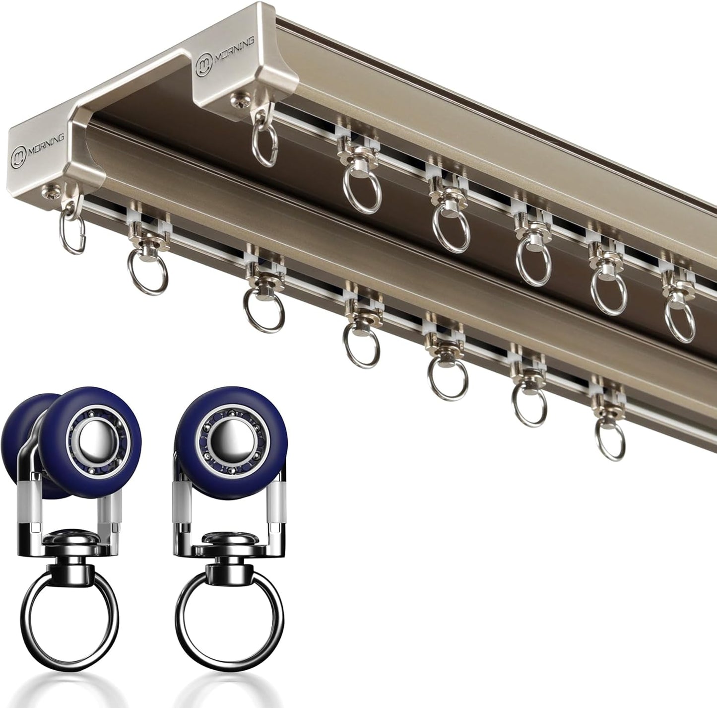 Ceiling Curtain Track Double Rail System Sliding Curtain Rail (Champagne, 3M)