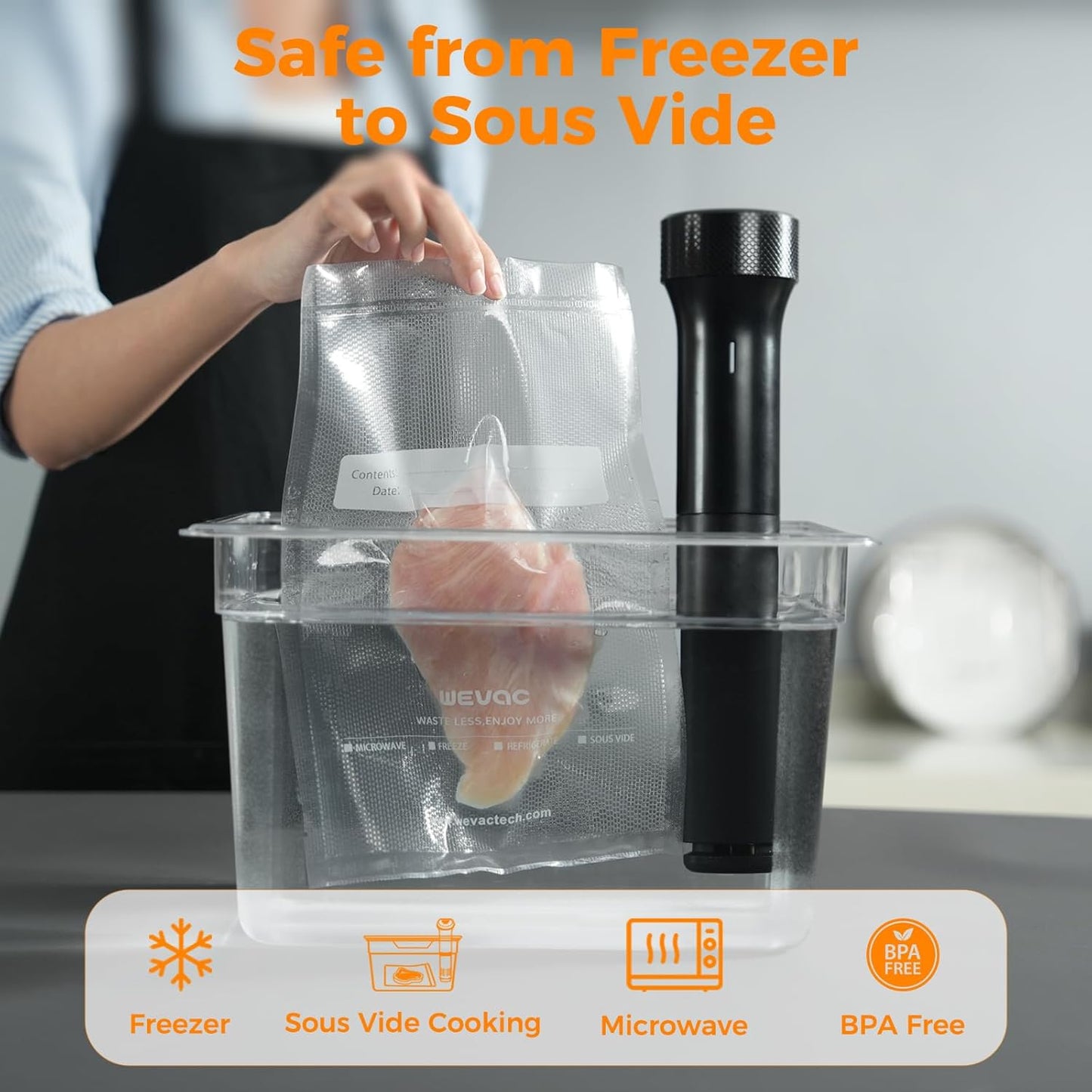 Wevac Vacuum Sealer Bags 11x50 Rolls 2 pack for Food Saver, Seal a Meal, Weston. Commercial Grade, BPA Free, Heavy Duty, Great for vac storage, Meal Prep or Sous Vide