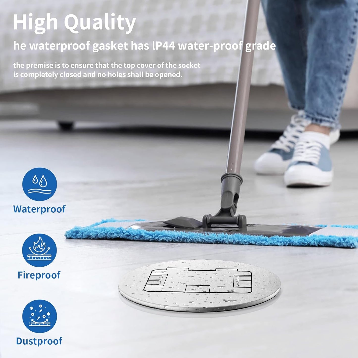 Vagueior Recessed Floor Electrical Outlet Kit, Circular Hidden 4.8A USB+20A Tamper-Resistant Receptacle Outlet ，Waterproof Electrical Outlet Covcer Box, UL Certified,Silver（1 Pack