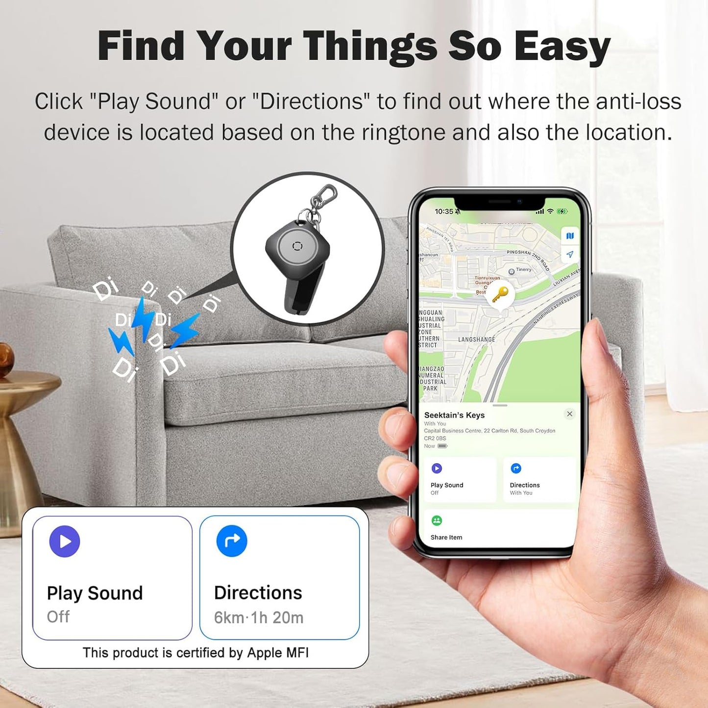 Air Tracker Tag-6 Pack, Smart Bluetooth Tracker Work with Apple Find My(iOS Only), Luggage Tracker Tag for Key, Luggage, Backpack, Suitcase, Replaceable Battery, weTag, Black