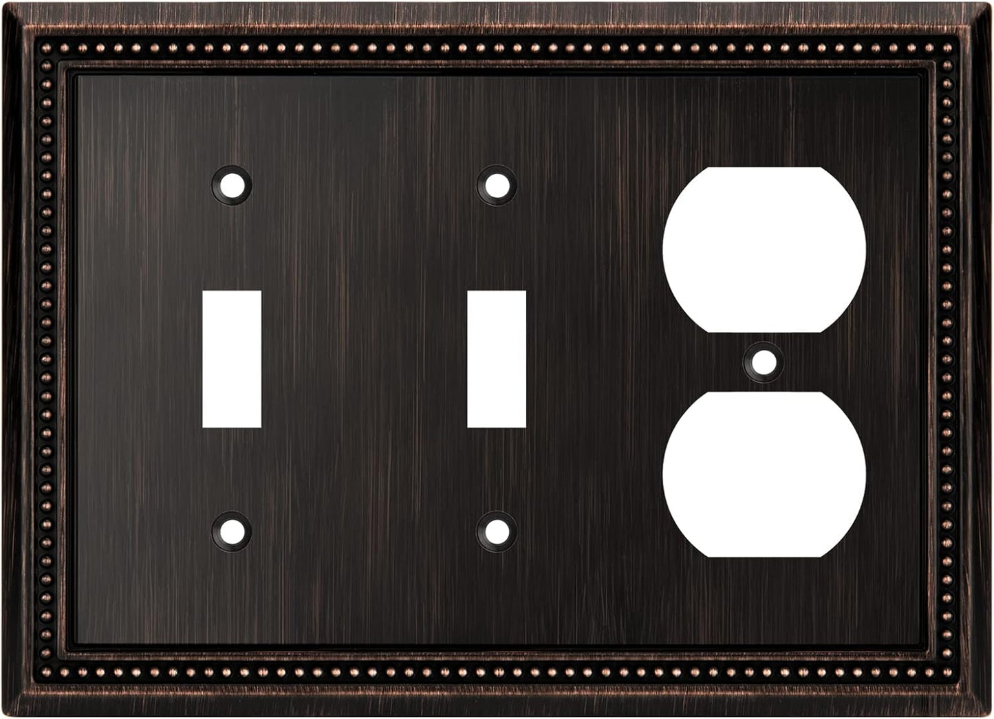 Henne Bery Sunken Pearls Heavy Duty Decorative Wall Plate Switch Plate Outlet Cover (Double Toggle/Single Duplex, Aged Bronze)