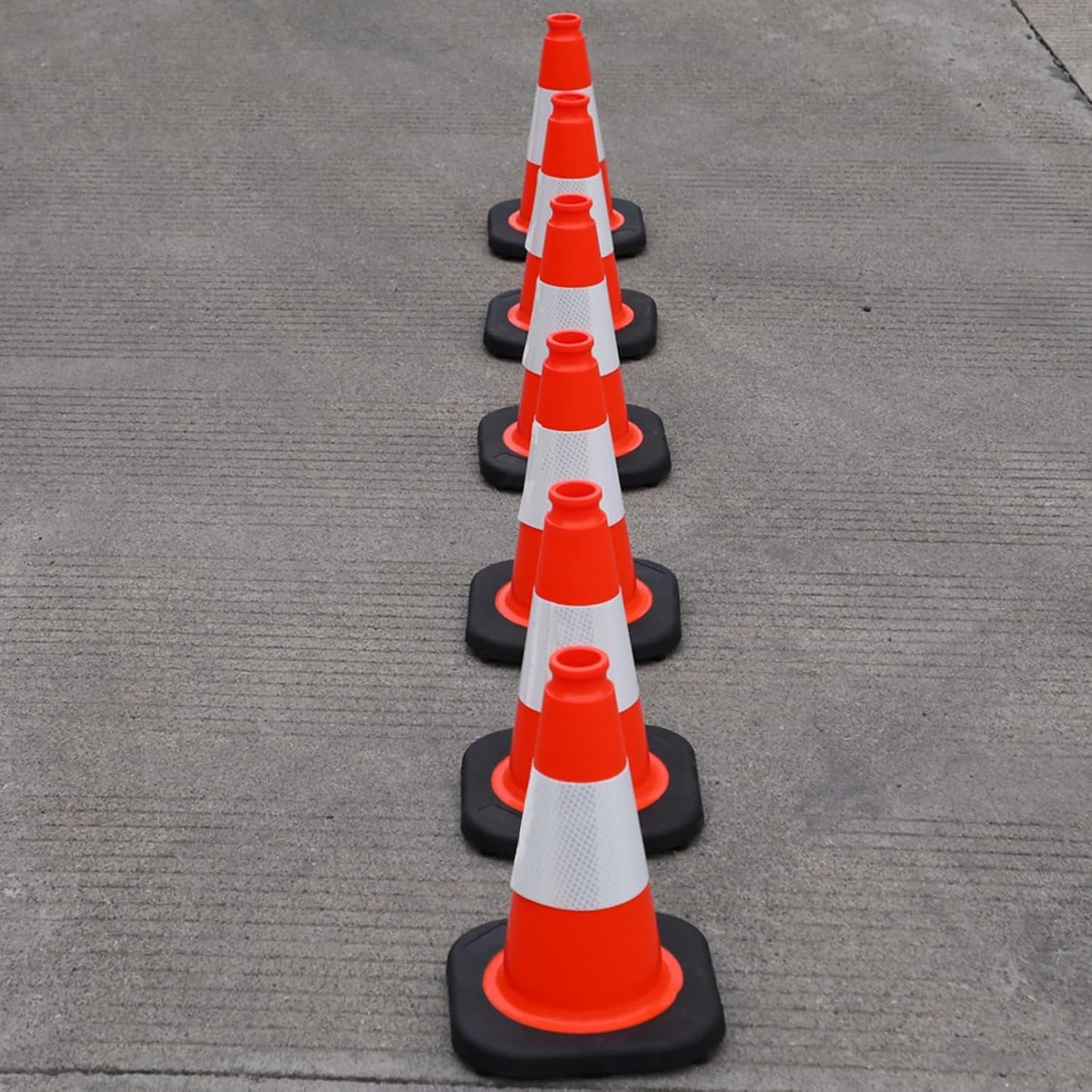 4 Pack 12 Inch Orange PVC Traffic Cones Black Base Stable Durable, Sport Training Soccer Practice Kids Safety Markers Indoor Outdoor Use (4, Orange, 12 Inch)