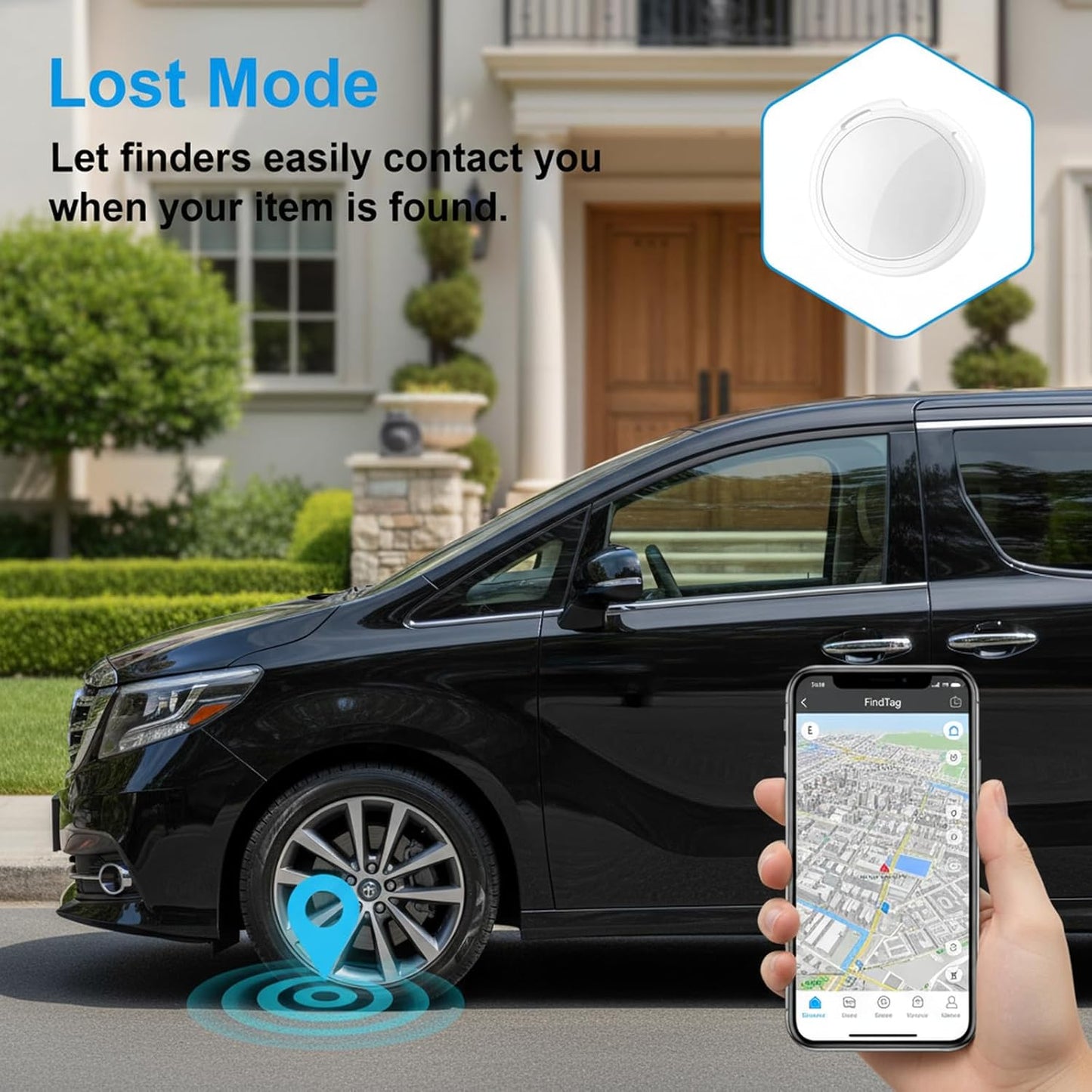 2 Pack GPS Tracker for Car Work with Find My (iOS Only) No Subscription Real Time Smart Vehicle Tracker Tags Global Mini Hidden Locator Tracking Devices with Magnetic Case No Monthly Fee for Bike Pets