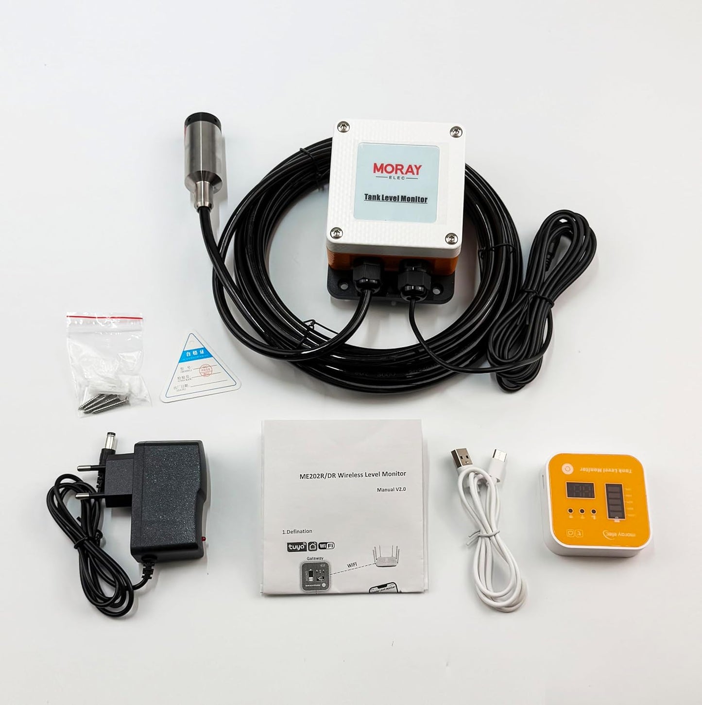 Moray Smart WiFi Water Level Sensor Water Level Transmitter Level Monitor Sensor , Gateway Automatic Alarm Indicator for Smart Life Mobile APP Smart Home Remote IP67 Waterproof (ME202R 5m)