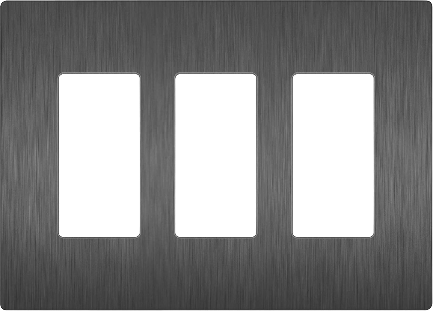LIDER Brushed Finish Decorator Switch Cover, Screwless Wall Plate, Mid-Size 3-Gang 4.88" x 6.77", Unbreakable Polycarbonate Thermoplastic, UL Listed, LSWP-33M-BSG, Brushed Space Gray