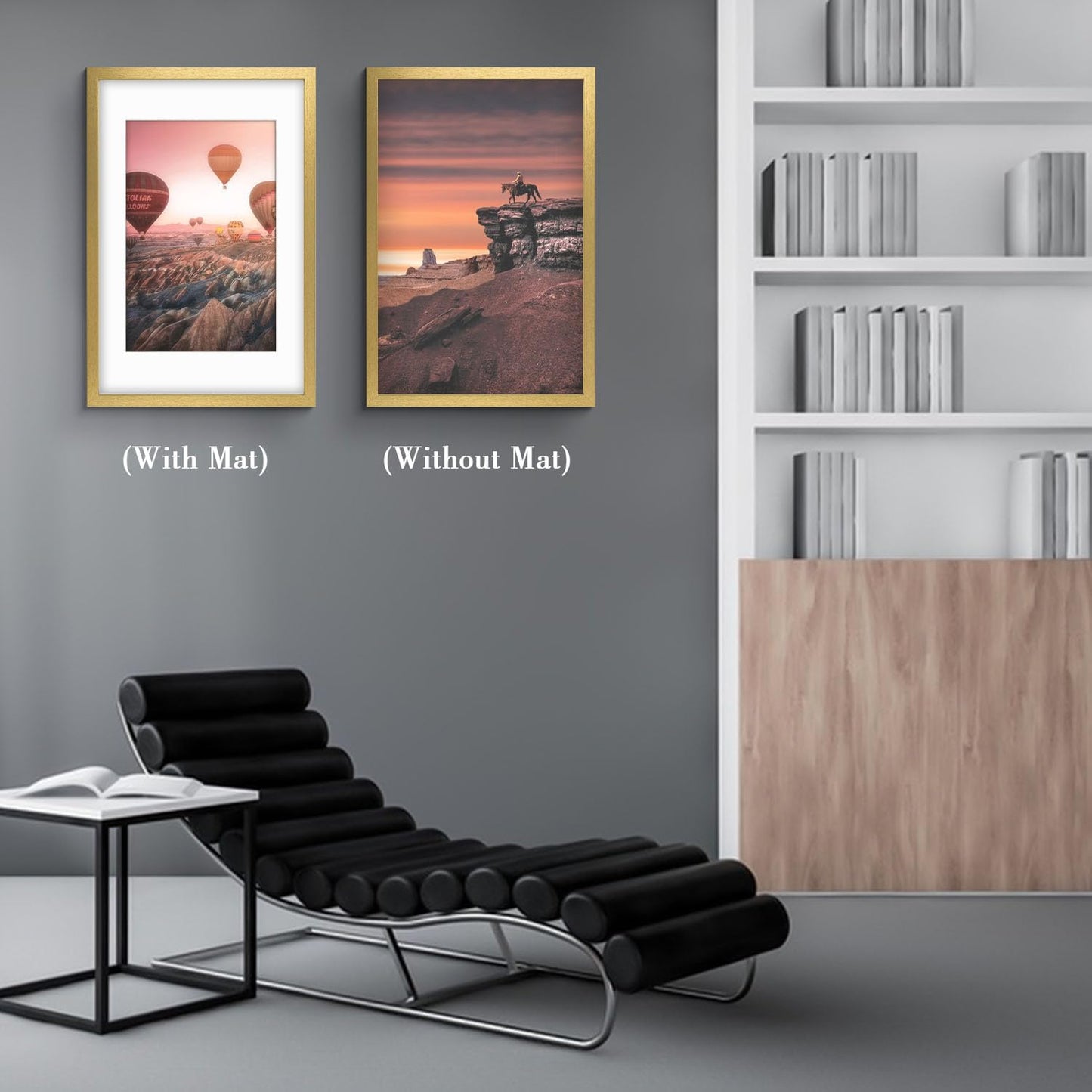 Golden State Art, 16X24 Picture Frame with Mat for 12X18 - High Definition Glass Wall Mounting Horizontal Vertical Display (Gold, 2 Pack)