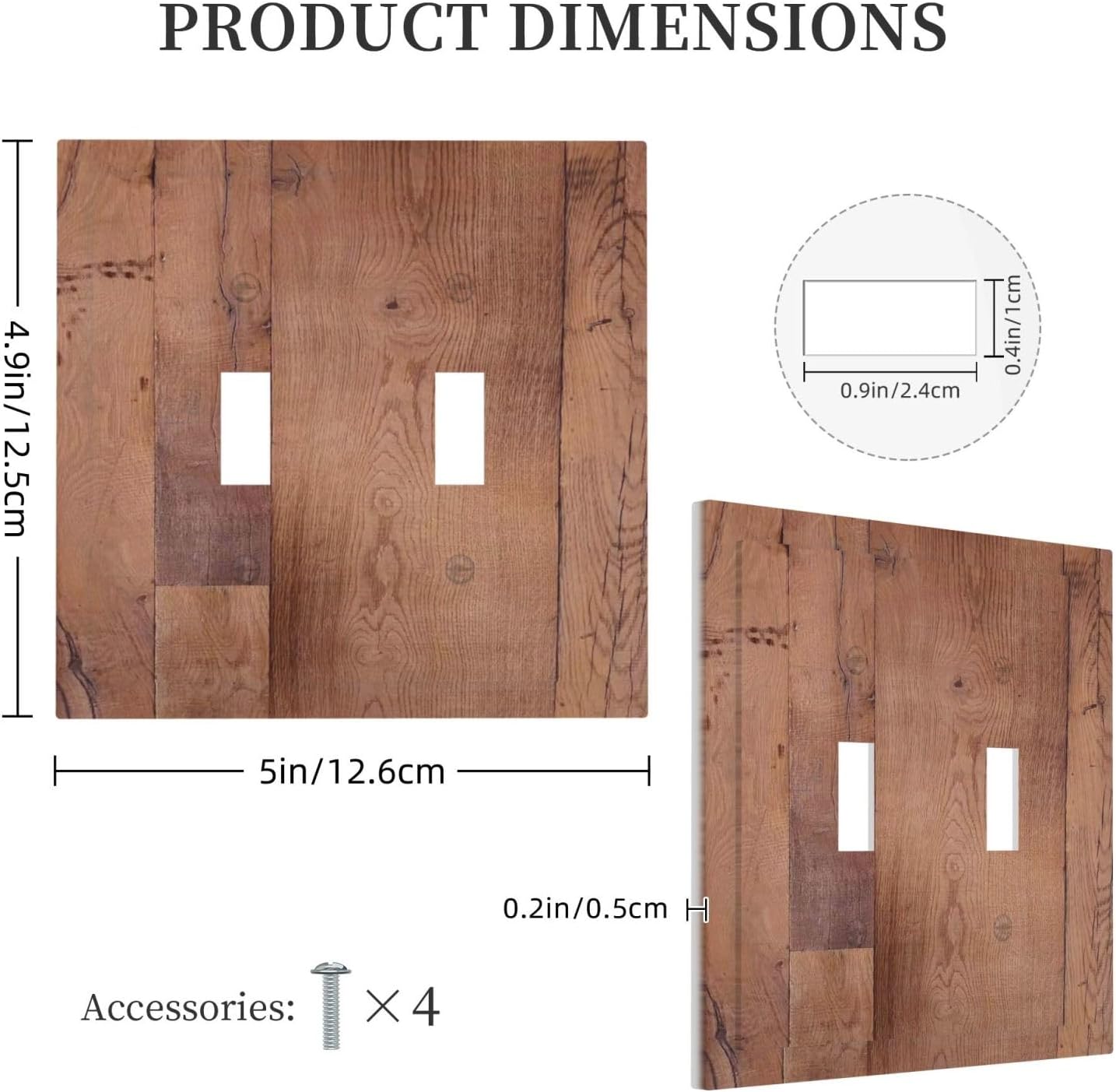 Rustic Brown Dark Wood Texture Printing Decorative Switch Plates 2 Gang Double Toggle Outlet Light Switch Cover Wall Plate Electrical Faceplate For Farmhouse Cabin Decor