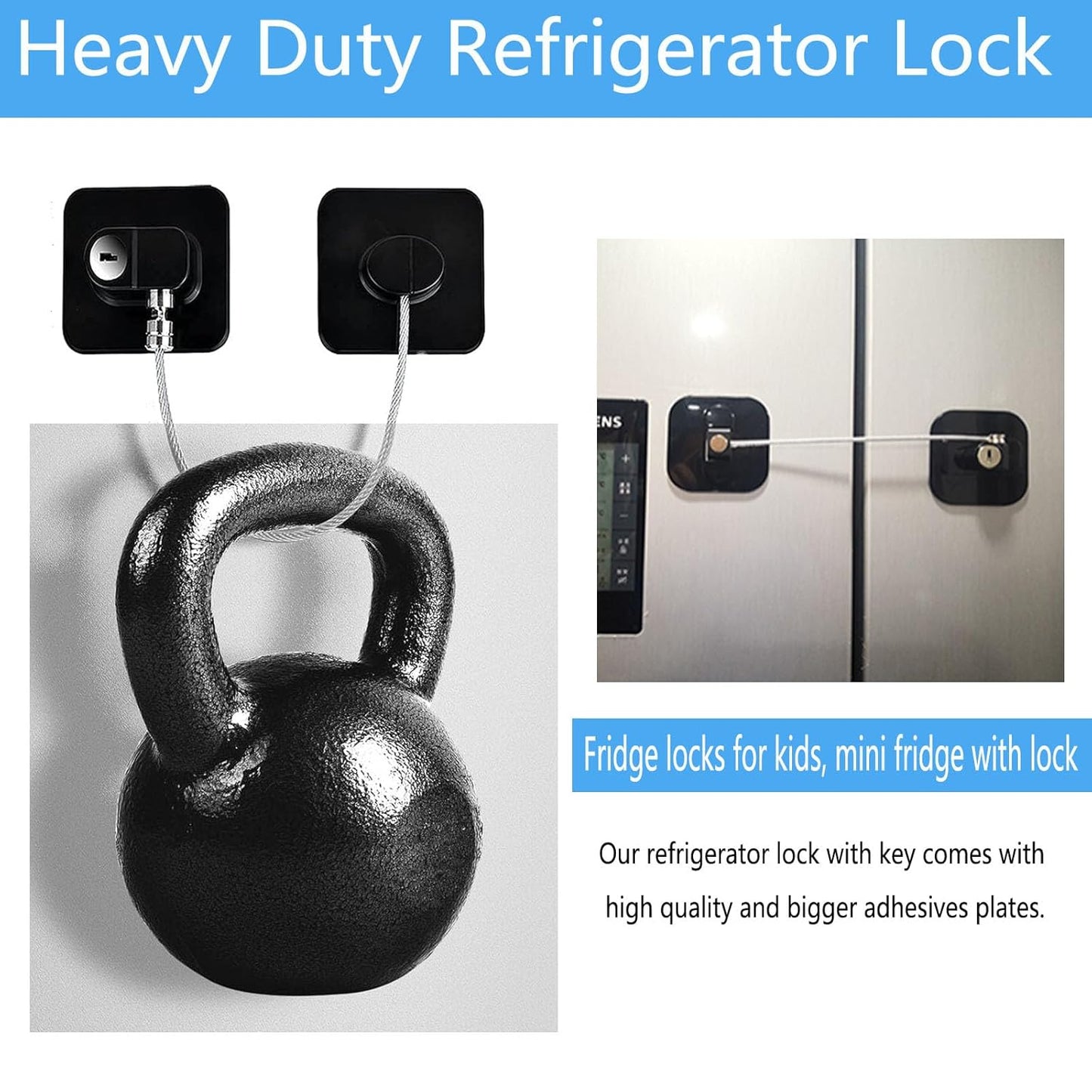 YEYA Upgraded Child Proof Refrigerator Door Lock, Large Base 2-Pack, Cabinet Lock for Baby Proofing