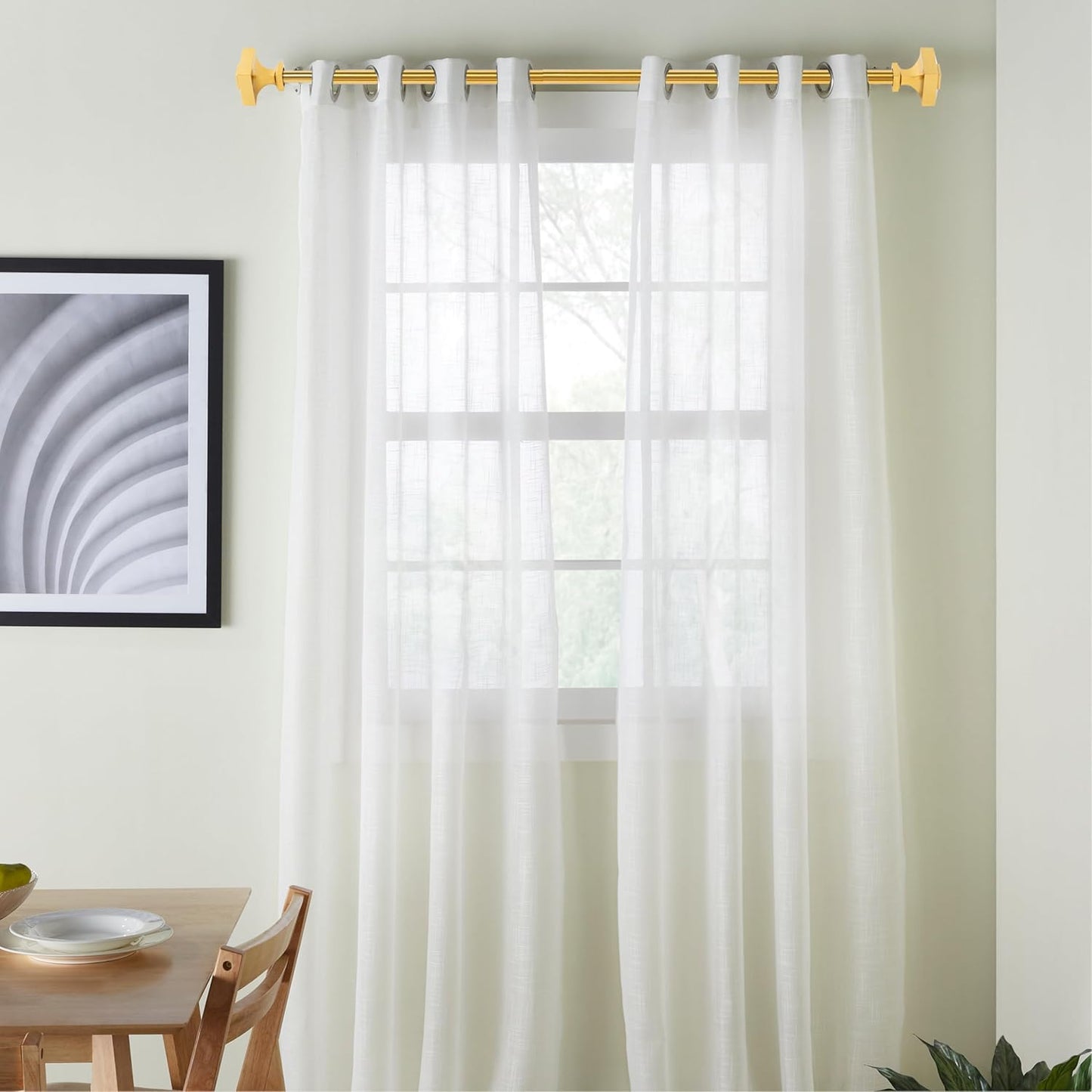 Deco Window Adjustable Golden Curtain Rod for Windows 44 to 120 Inch (Pack of 1) Extendable Heavy Duty 3/4 Inch Iron Drapery Pole with Stacked Square Finials (Gold)