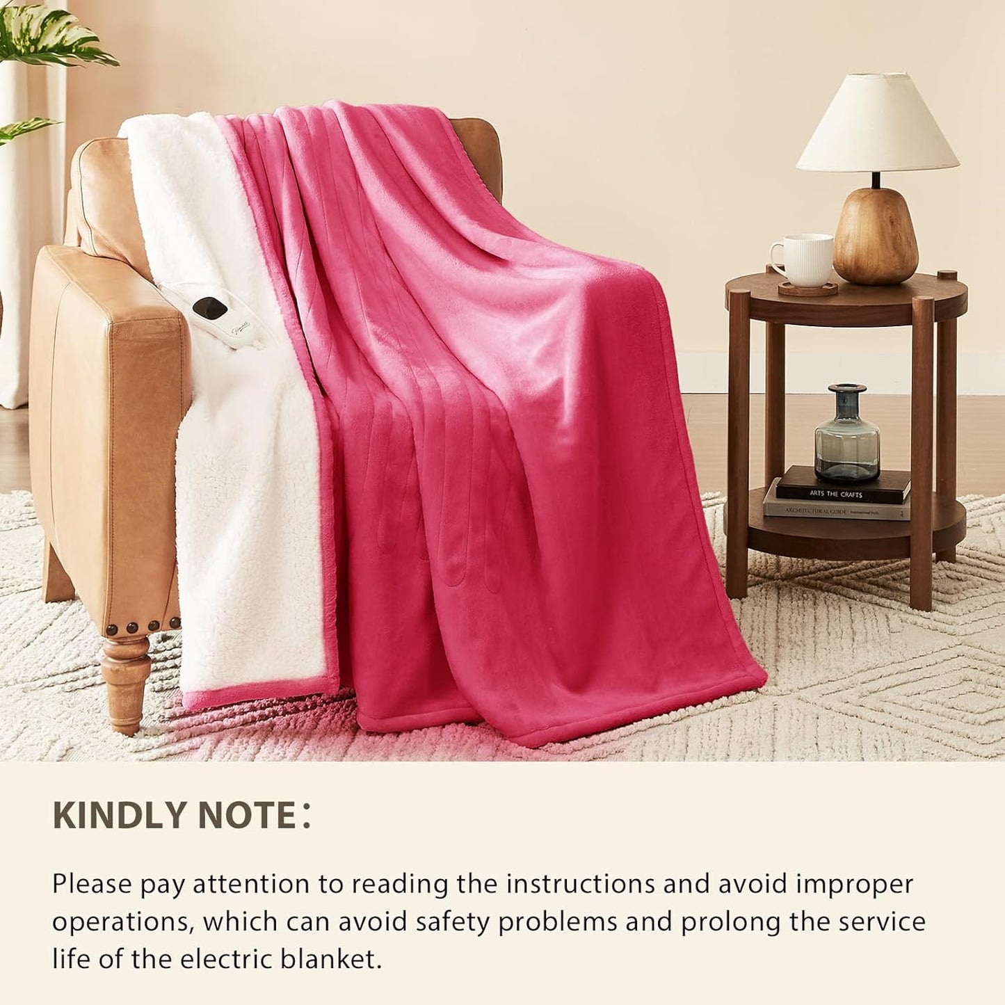 Homemate Electric Heated Blanket Full Size - 72"x84" Heating Blanket Full Size 1/2/4/6/8 Hours Auto-Off 10 Heat Level Over-Heat Protection Flannel Sherpa ETL Certification