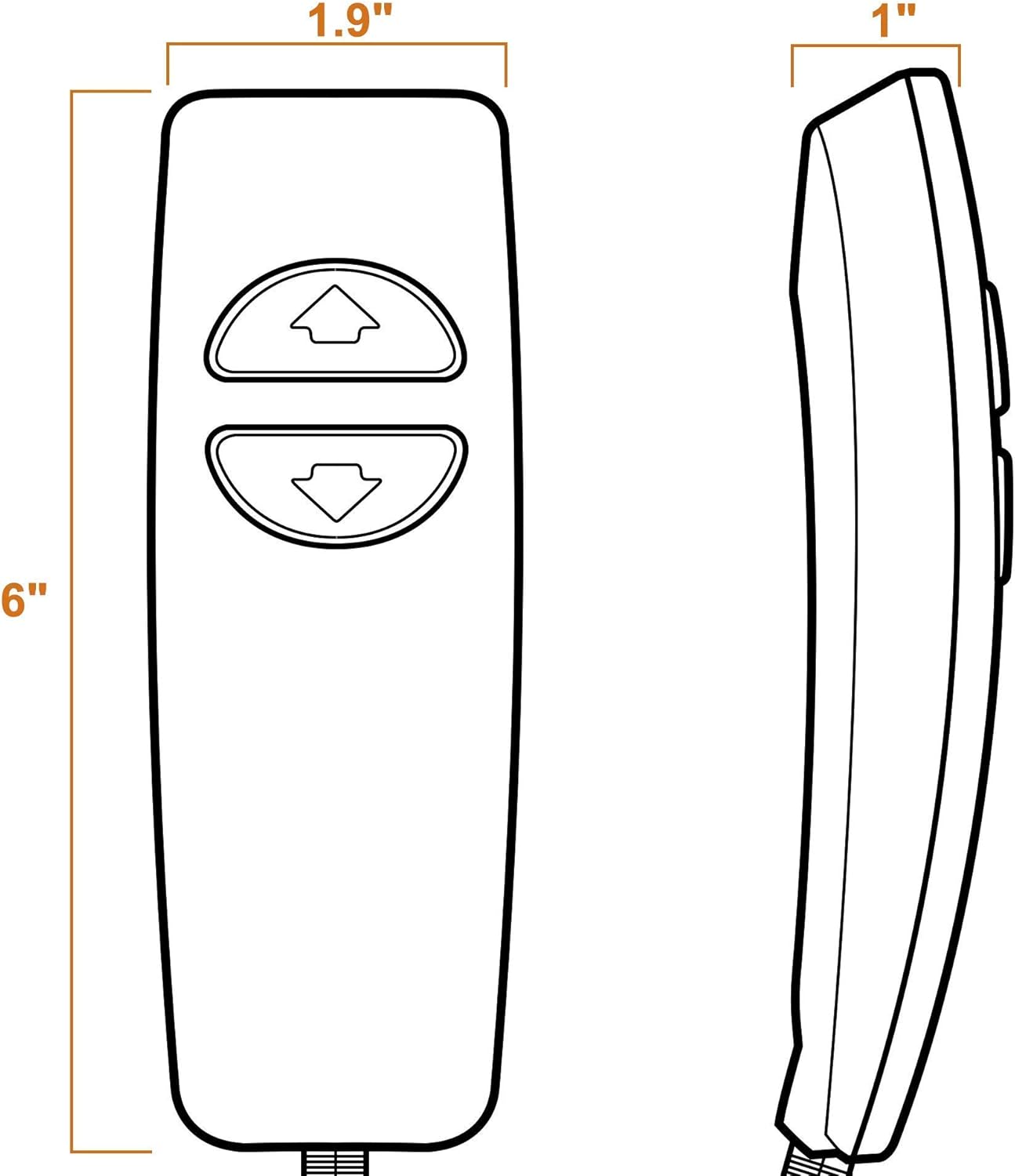 2 Button 5 Pin Hand Remote Control for Power Lift Chair & Power Recliner, Replacement Remote Handset with 2 Lighted Buttons CD001 (Coal Gray)