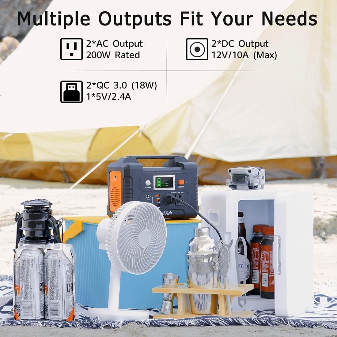 Solar Generator With Solar Panel Included, FF Flashfish 200W Portable Power Station+60W Solar Panel(DC/USB-A/USB-C Output), Backup Power Battery And Solar Panel Kit For Home Blackout/RV/Camping