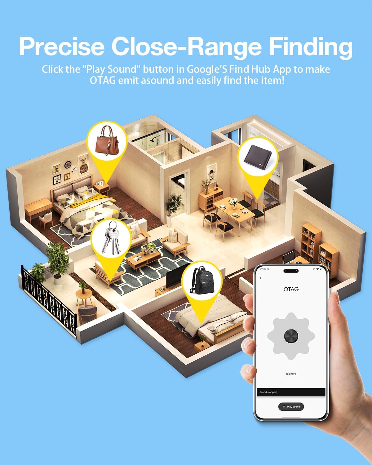 Air Tags for Android,Air Tags-1 Pack Android,Android Tracker Tags,2 Year Battery Life,Google Find Trackers for Google'S Find Hub App,IP65 Waterproof Luggage Tracker Android for Keys,Wallets,Luggage