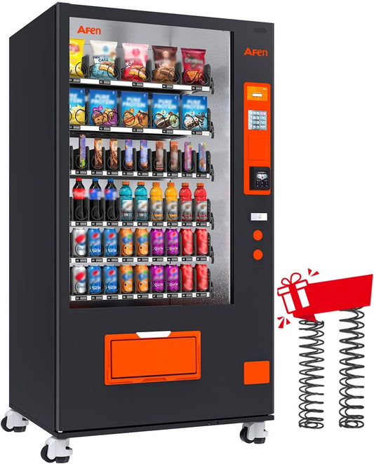 Afen Commercial Vending Machine with Card Reader, 60 Slot Refrigerated Snack & Drink Combo Vending Machine for Business Factory Supplier, Cashless Only
