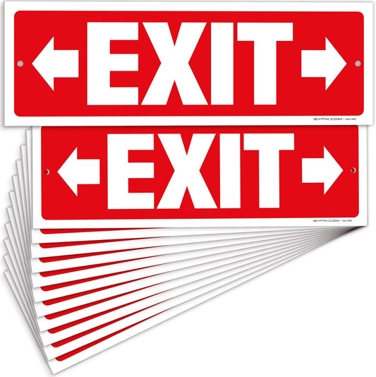 iSYFIX Exit Signs - 12 Pack 12x4 Inch Directional Right & Left Arrow Signs, 40 mil Polystyrene Plastic, UV Laminated, Scratch & Fade Resistant, Waterproof - Ideal for Office, Theater, School, Business