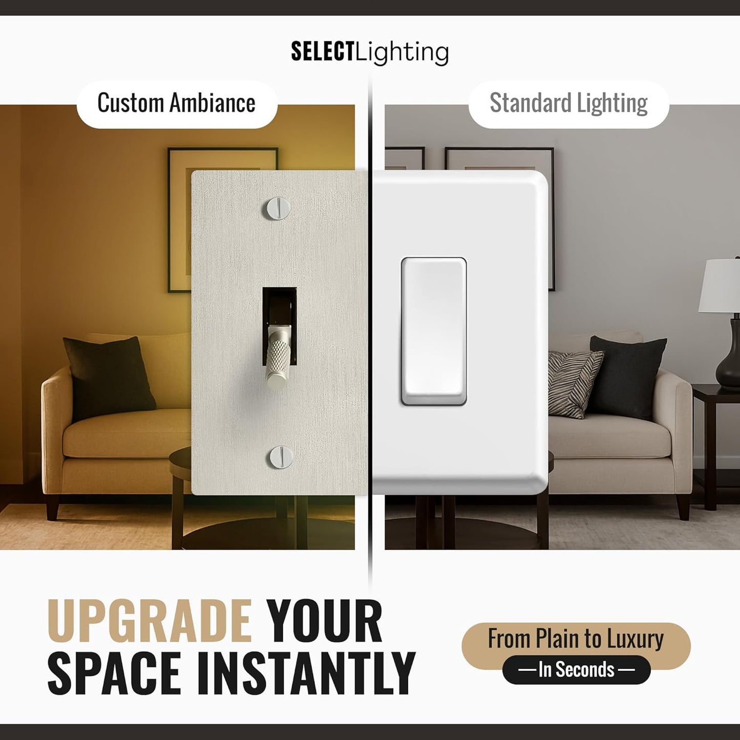 Select 15A 120V AC 1-Gang Toggle Switch, Vintage Satin Nickel Plated Single Pole 3 Way Compatible Wall Mount Toggle Switch, Included Faceplate & Switch Module, UL Listed