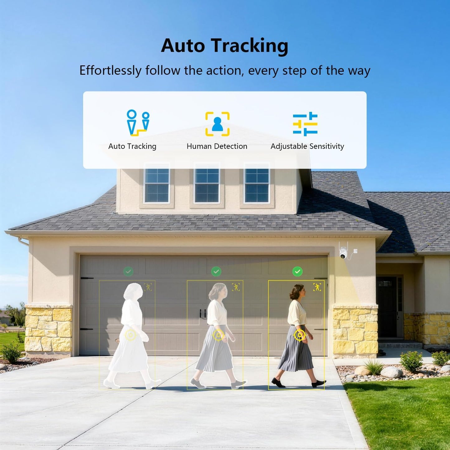 Outlet Powered Outdoor Security Camera with SD Card, 2.4Ghz/5Ghz WiFi Home Camera, Night Color, 2 Way Audio, 24/7 Recording, Human Detection, Cam for Baby/Nanny/Pet, Waterproof, No Monthly Fee