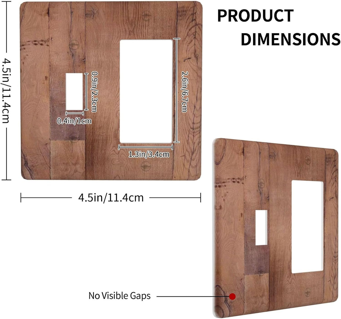 Rustic Brown Dark Wood Texture Printing Outlet Covers 1 Toggle 1 Rocker Combination Decorative Wall Plate Electrical Switch Plates Light Switch Cover Plate For Farmhouse Cabin Decor