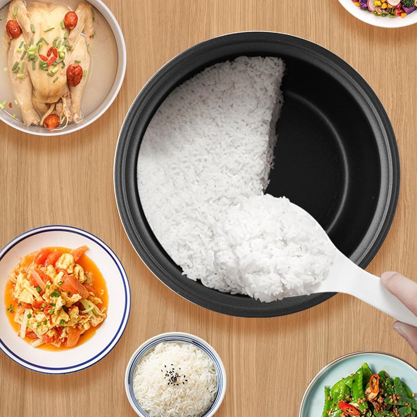Rice Cooker, Mini Cooker 2.5 Cups Uncooked, 1.6L Portable Non-Stick Small Travel Smart Control Multi-Function with 24 Hour Timer Delay and Keep Warm Function