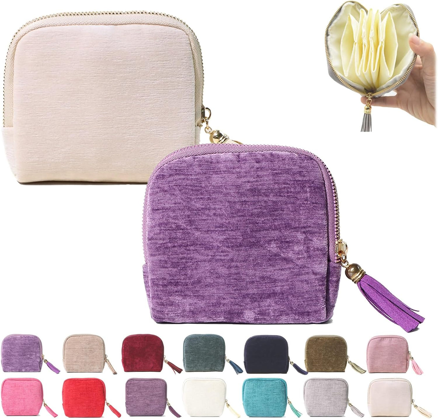 Stuffdatas Travel Jewelry Case, Stuffdatas Bags, Small Jewelry Travel Pouch Mini, Travel Jewelry Organizer Pouch Velvet, with 5 Compartments (2PCS-B)