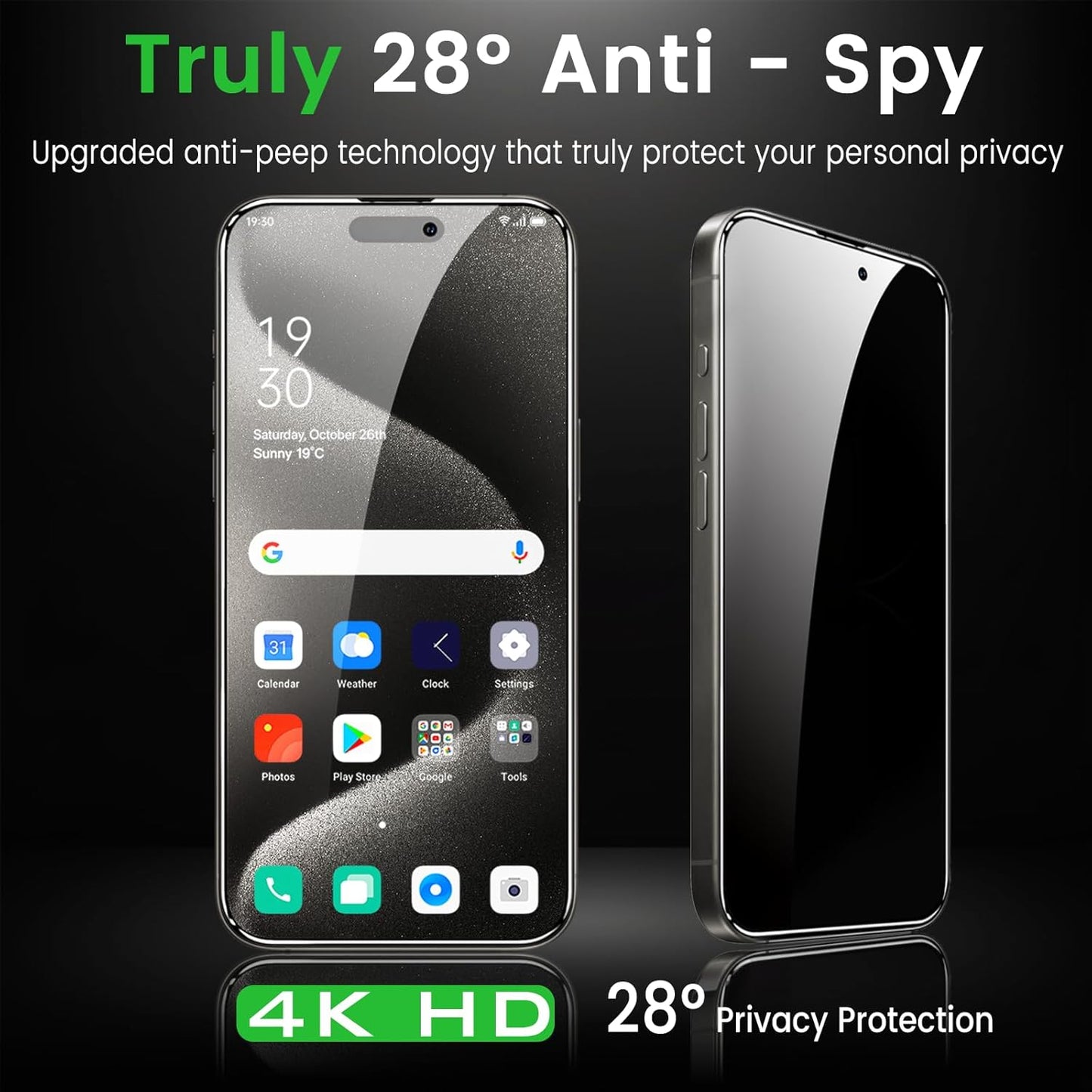 4 Pack Privacy Screen Protector for iPhone 15 Pro Max 6.7 Inch with 4 Pack Camera Lens Protector, Anti Spy Tempered Glass Film, Anti-Scratch, Touch Sensitive, Case Friendly