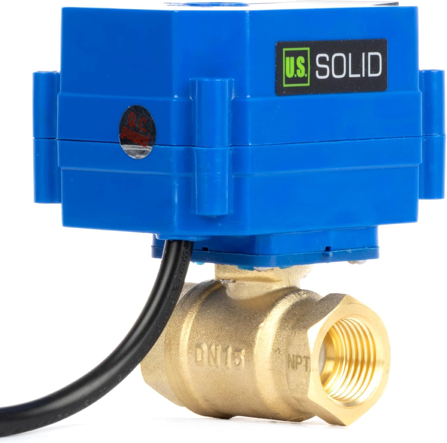 U.S. Solid 1/2" NPT Motorized Ball Valve with US Plug 110VAC Brass Electrical Ball Valve,Auto Return, Normally Closed, IP65